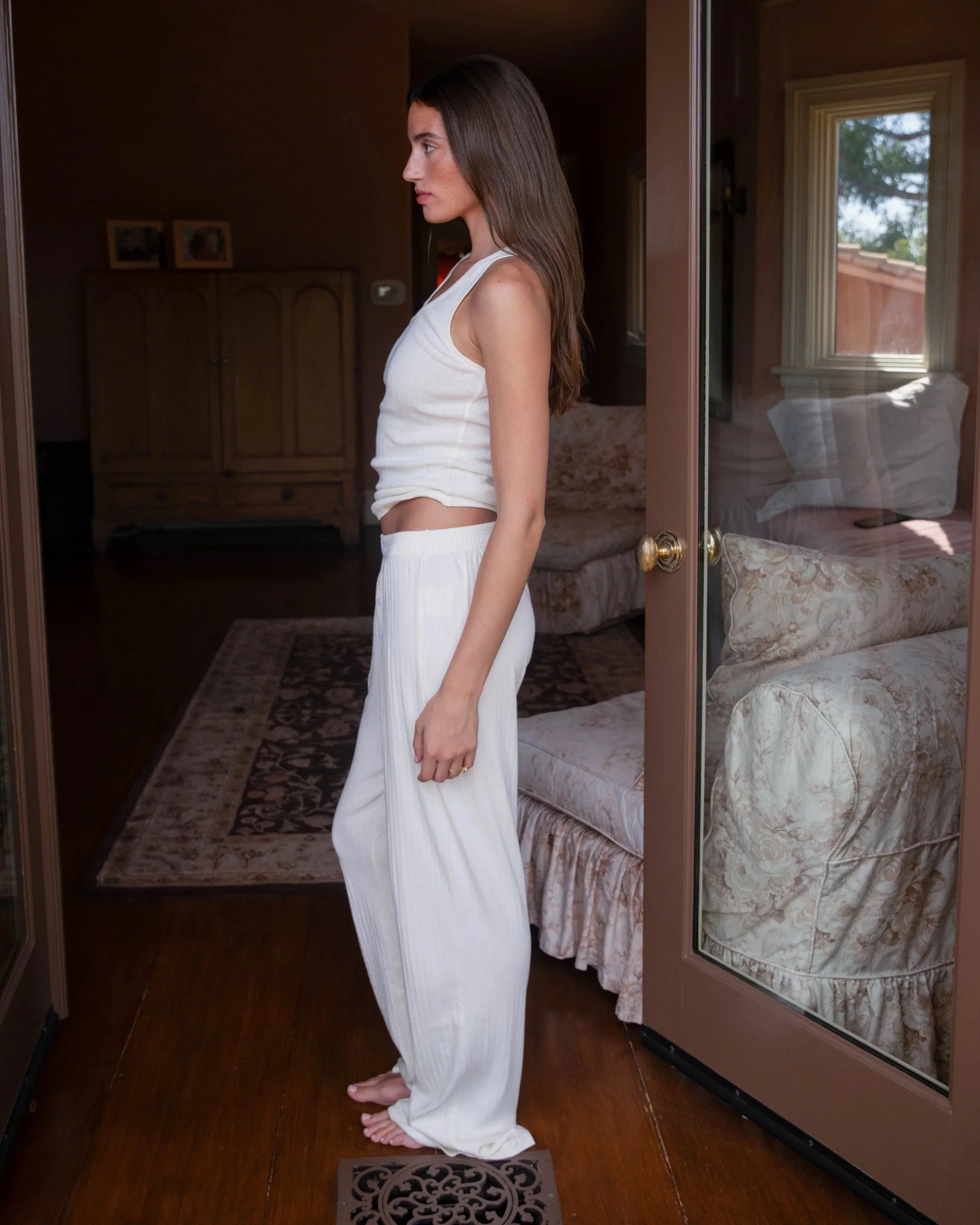 Pointelle Tank - Pearl