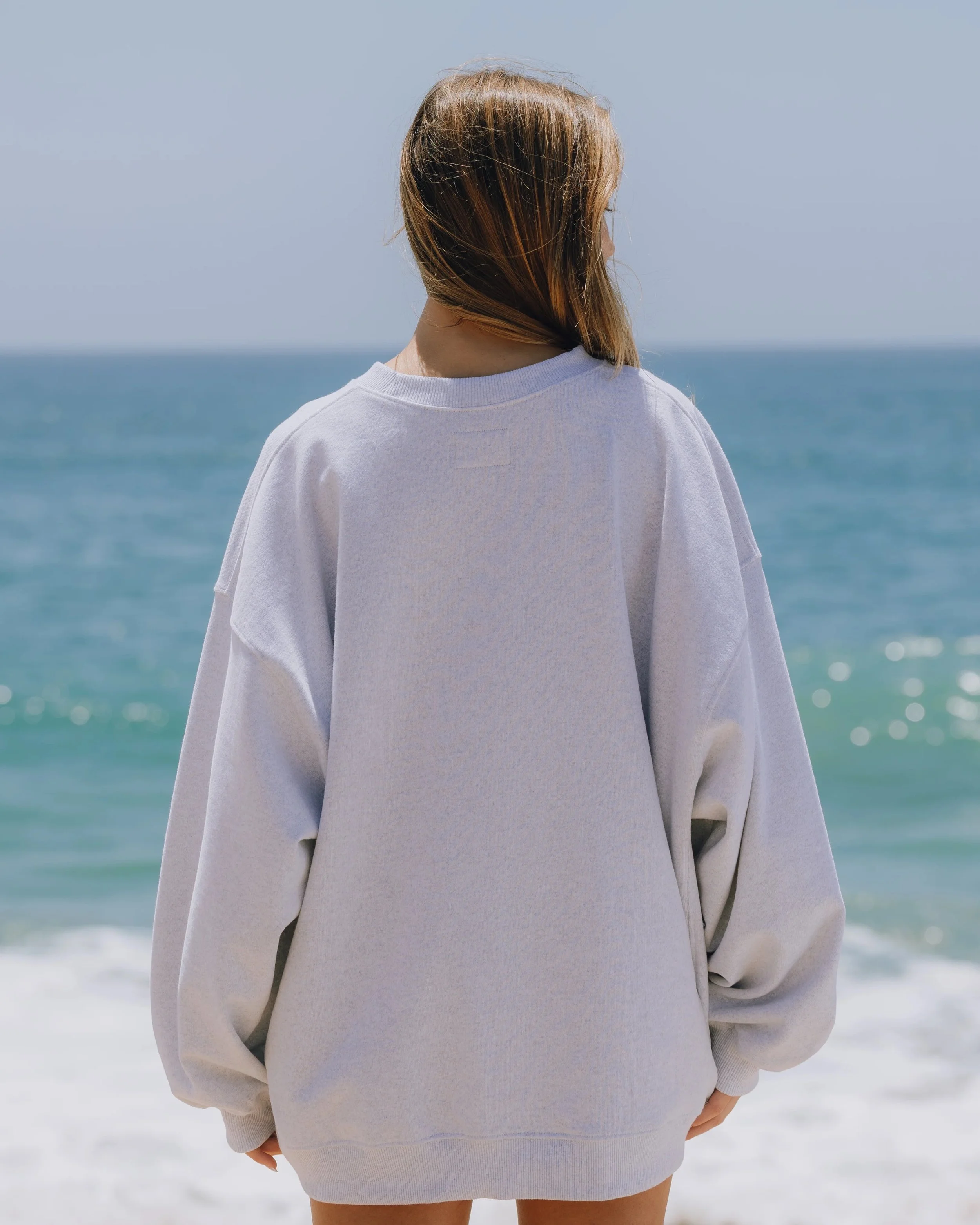 Oversized Fleece Lucky Crew - Heather Grey