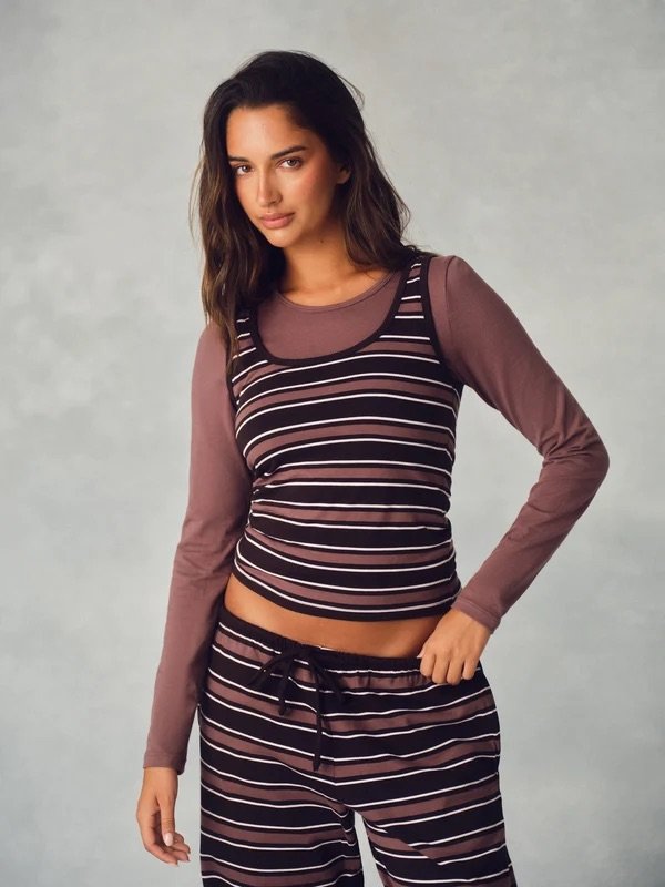 Stretch Cotton Essential Stripe Double Take Long Sleeve