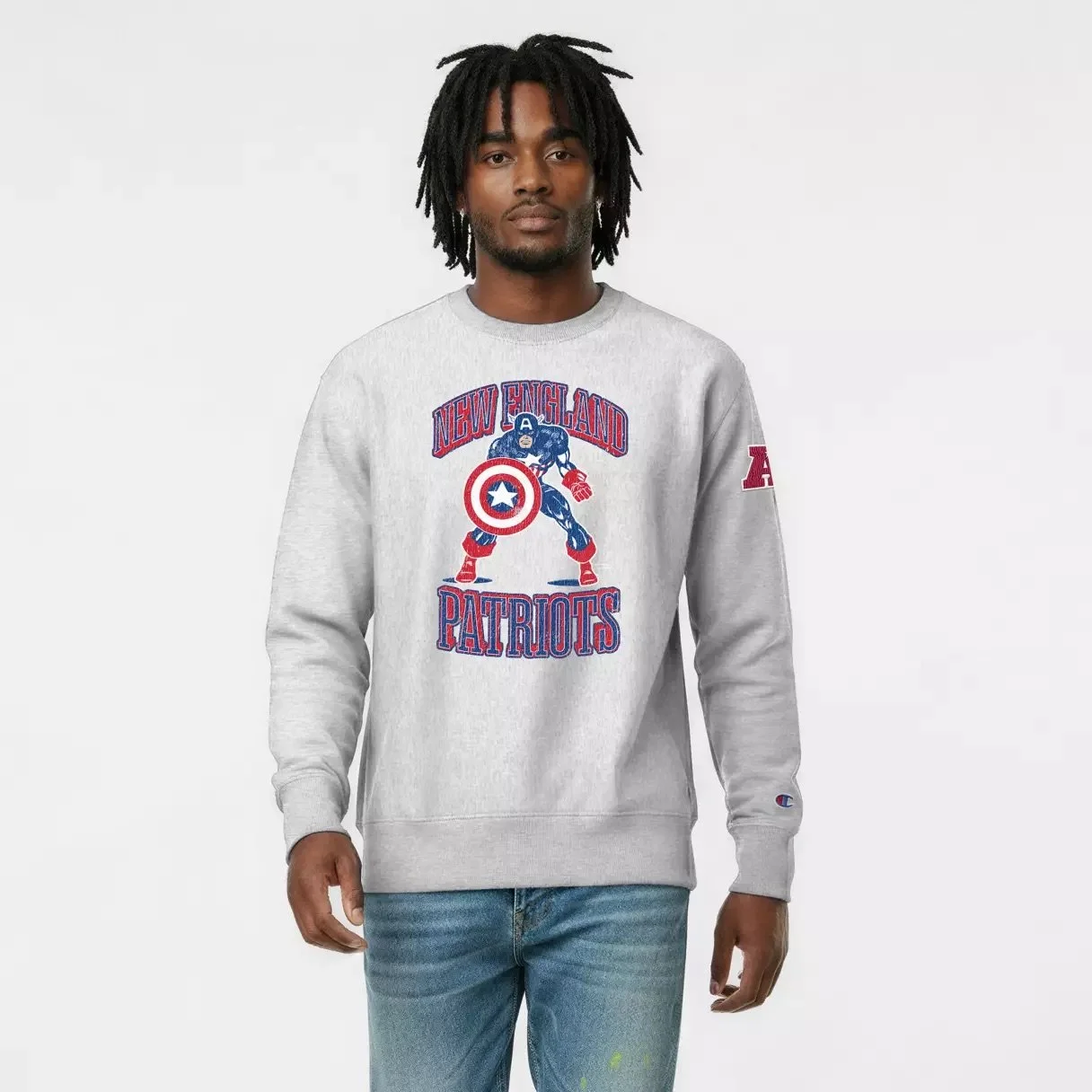Captain America New England Patriots Pullover Sweatshirt