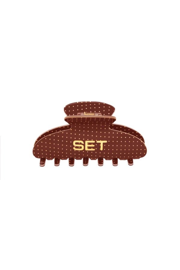 SET Polka Dot Claw Clip - Brown