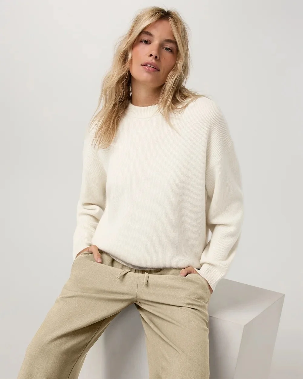 Émilie Cashmere Oversized Rib Crew