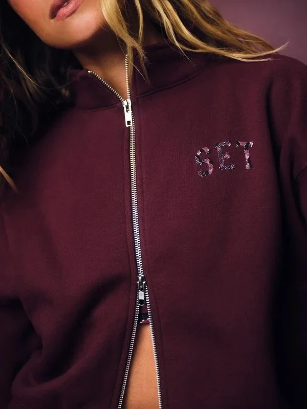 Midweight Sweats Staple Animal Print SET Funnel Zip - Viper