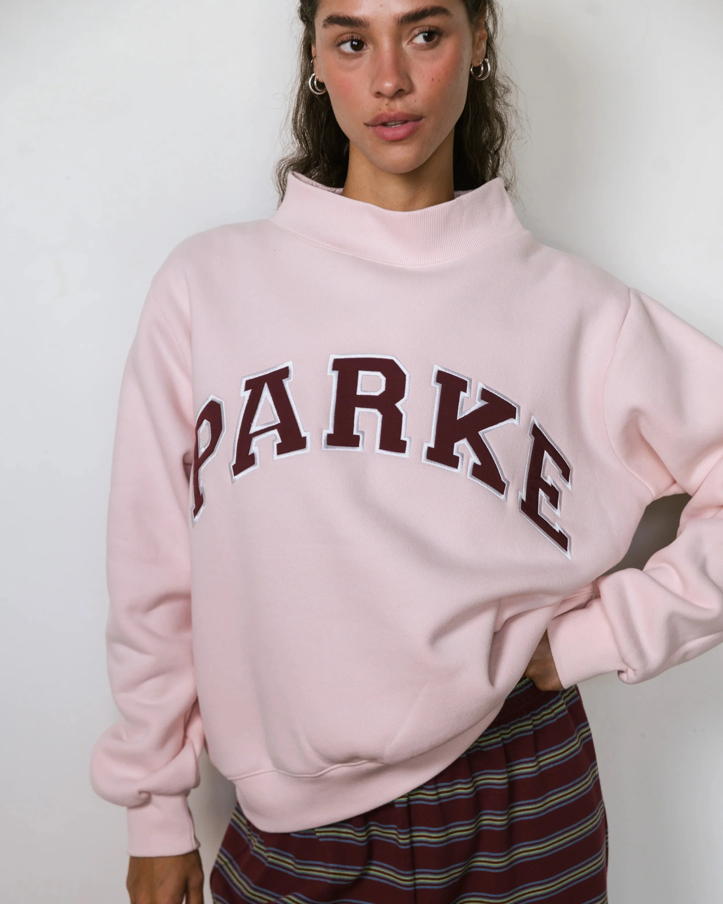 Varsity Mockneck - Rosewood