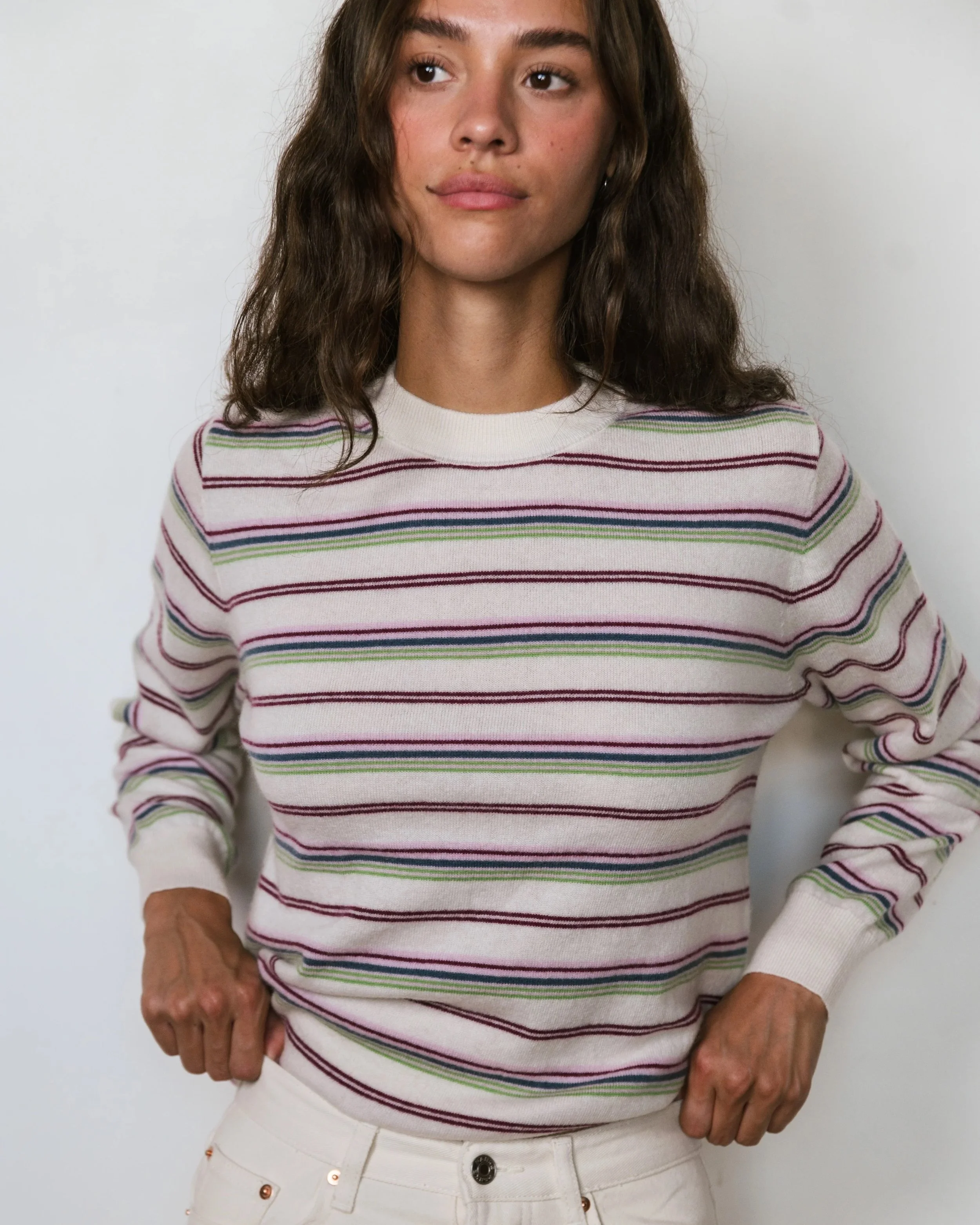 Pullover Sweater - Cream Stripe