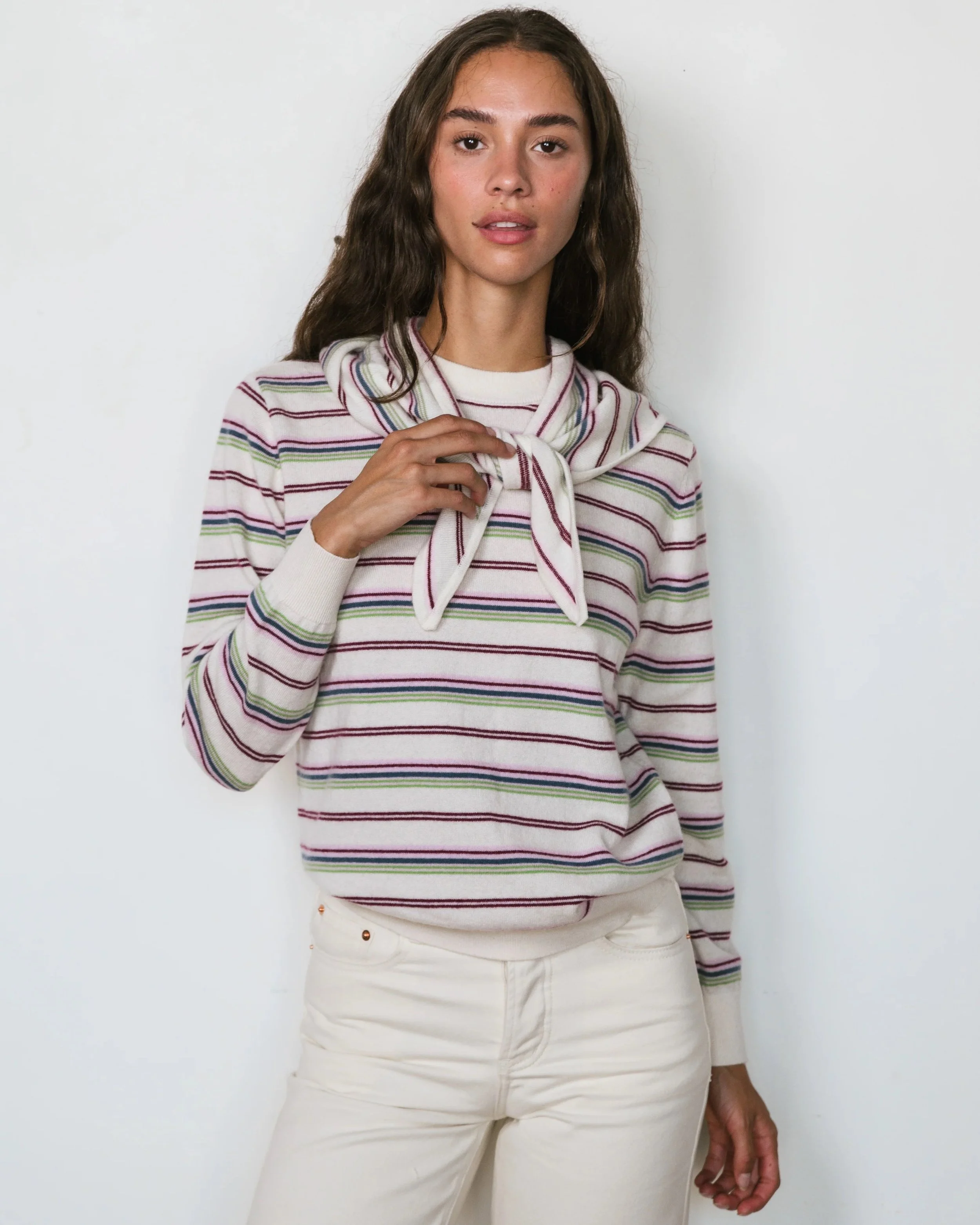 Triangle Scarf - Cream Stripe