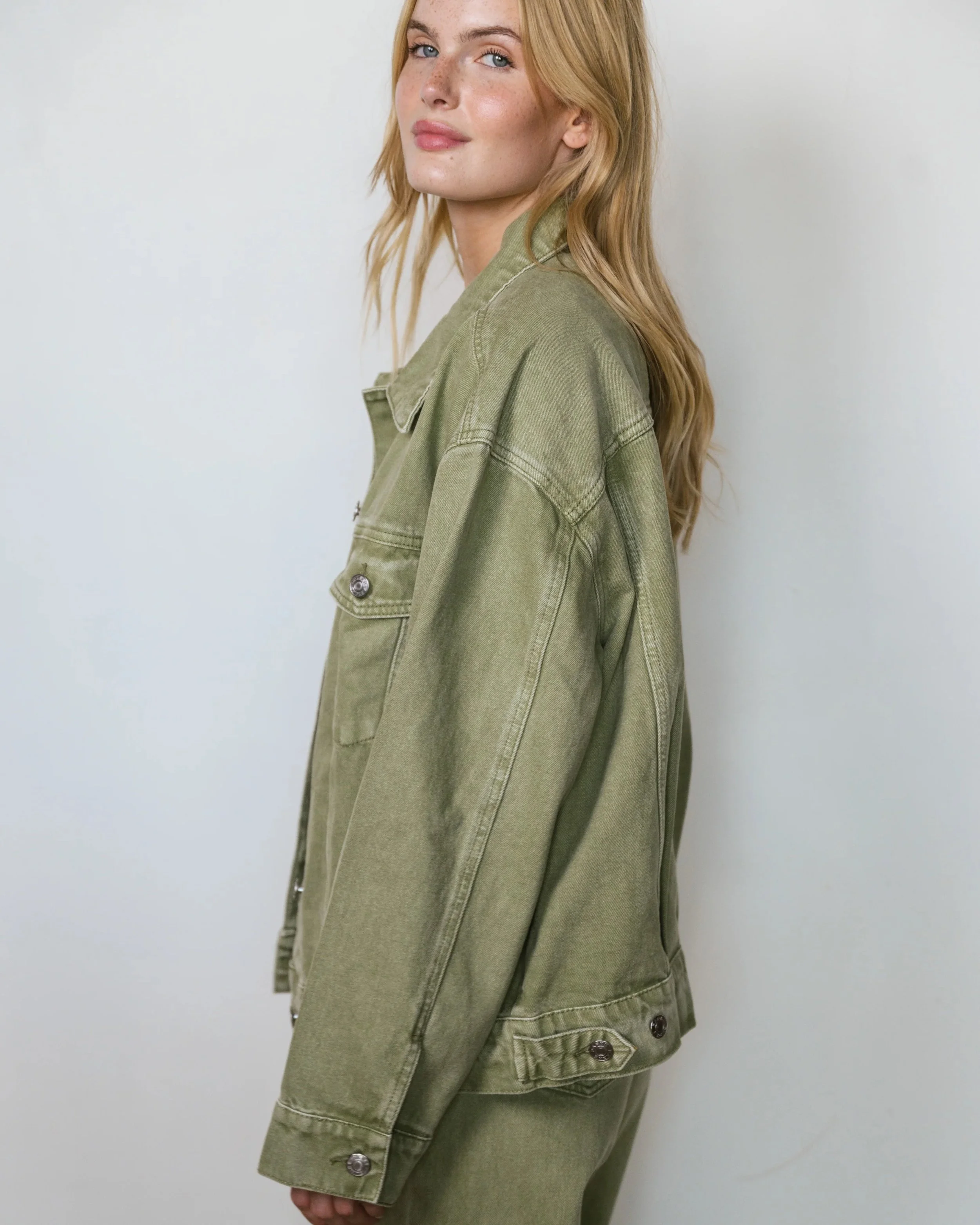 Oversized Denim Jacket - Moss