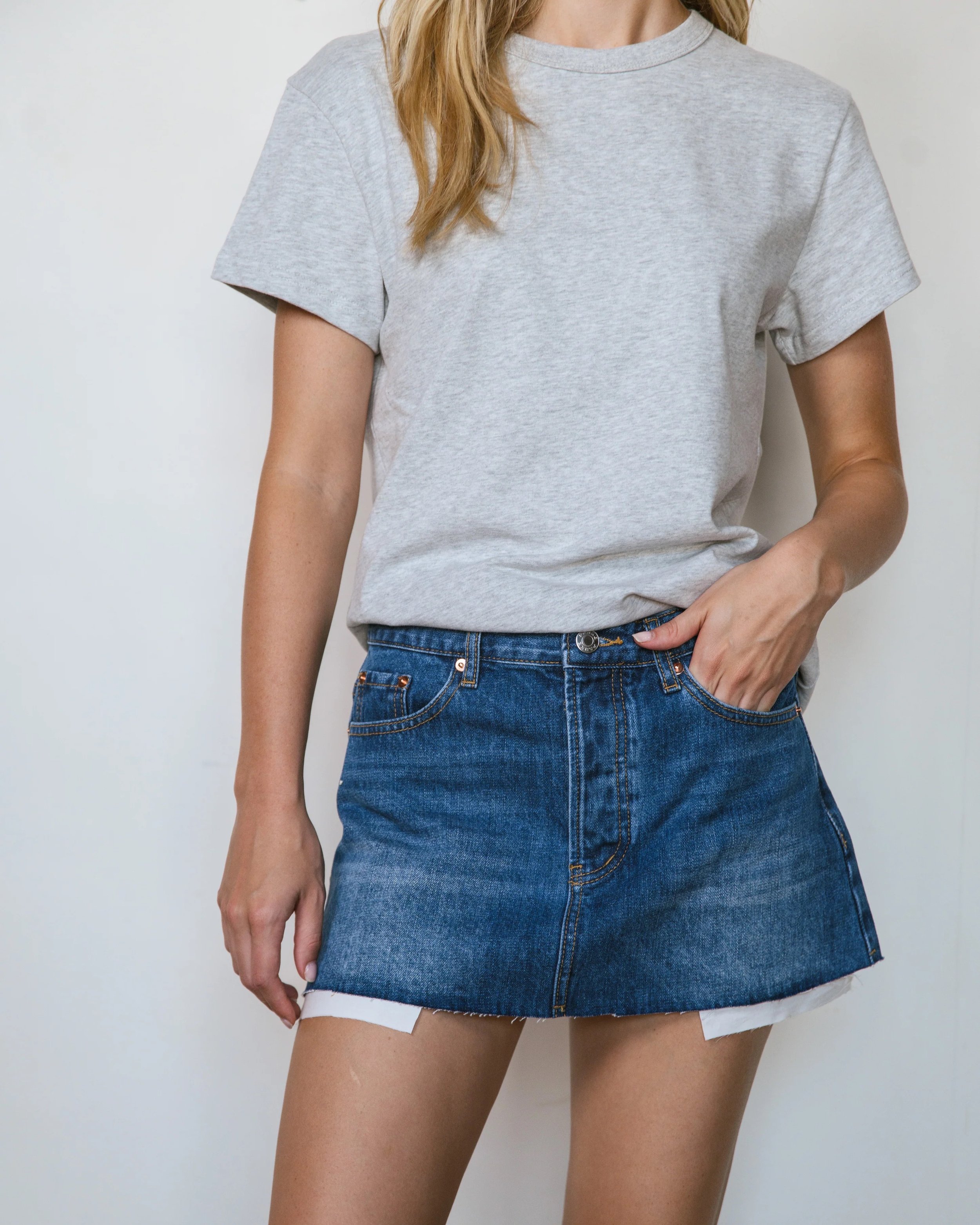 Denim Mini Skirt - Medium Wash