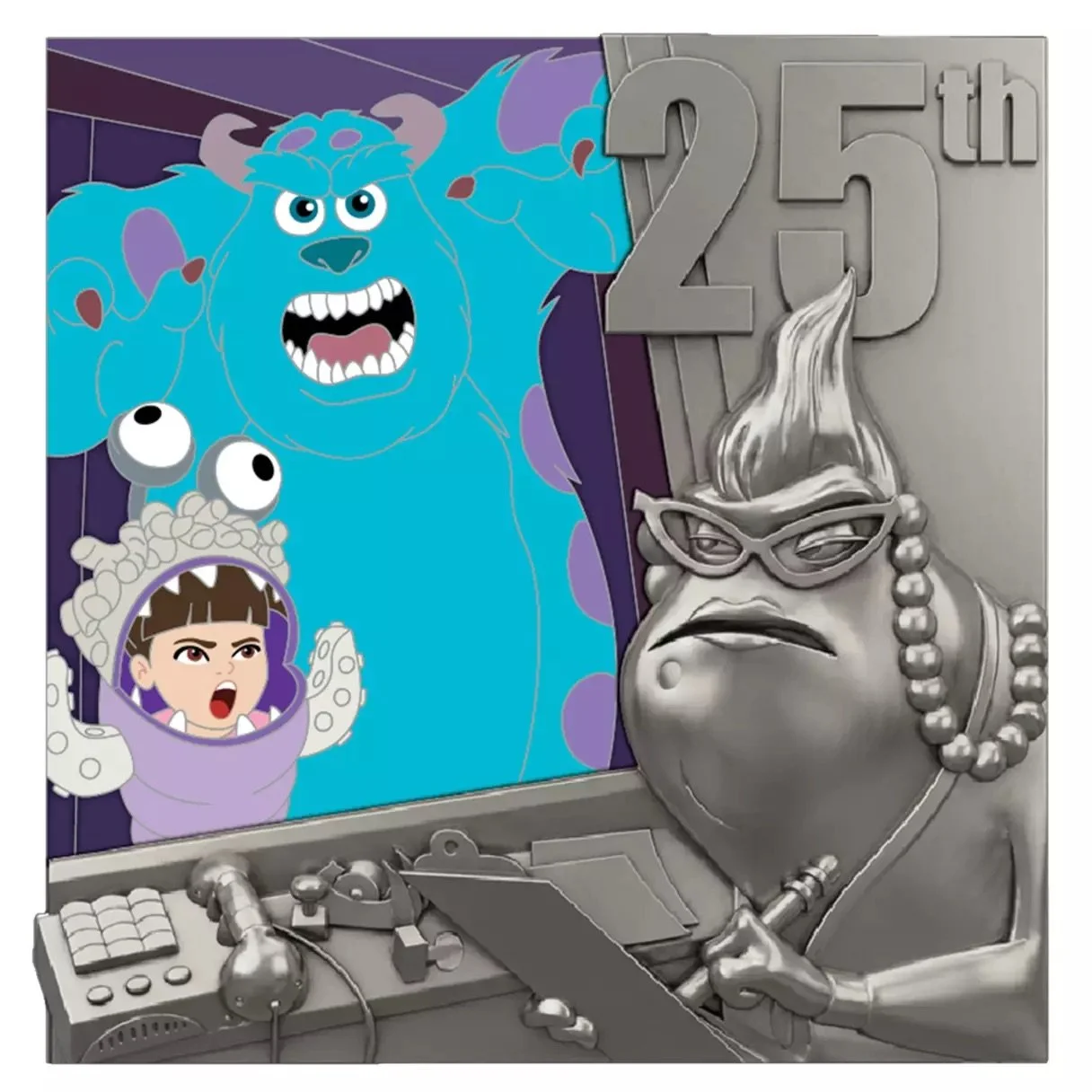 Sulley and Boo with Roz Pin