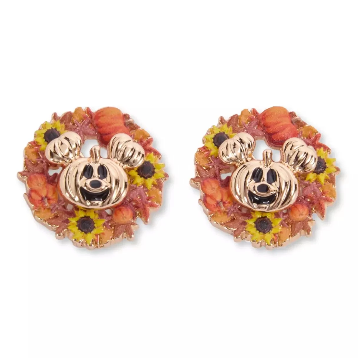 Mickey Jack-o'-Lantern Wreath Halloween Earrings