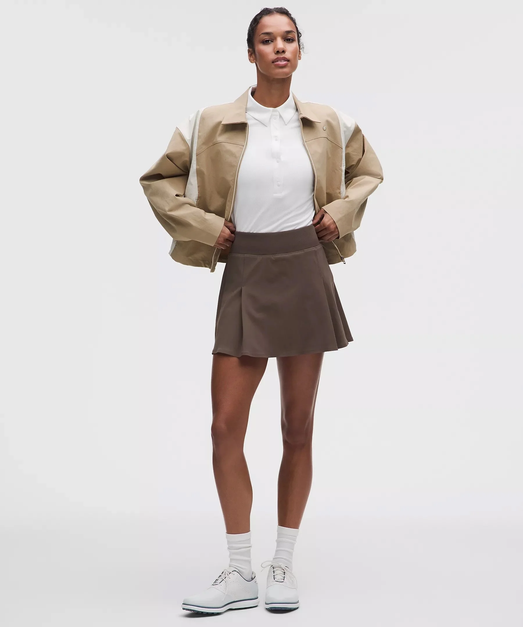 Top-Stitched Pleated Golf Skirt