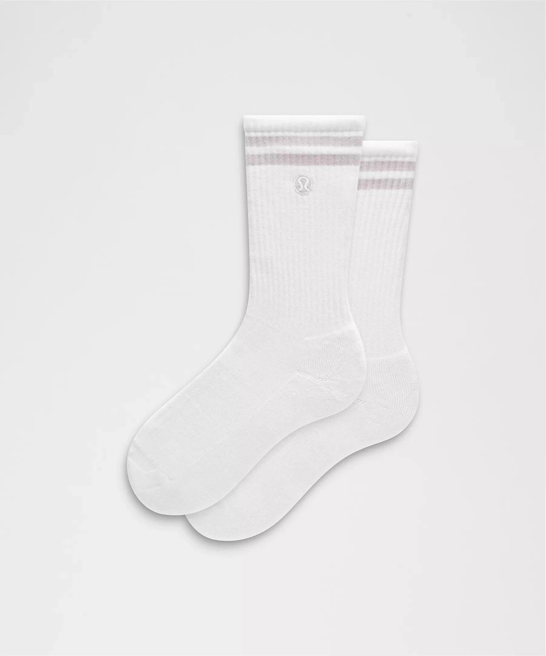 Daily Essential Crew Socks&nbsp;Stripe - White