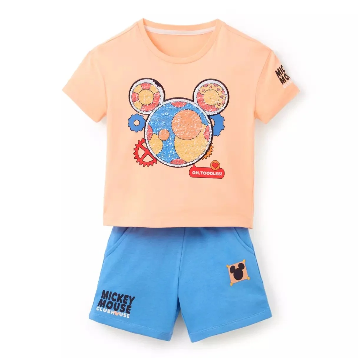 Toddlers Mickey Mouse Clubhouse Reversible Sequin T-Shirt &amp; Shorts Set