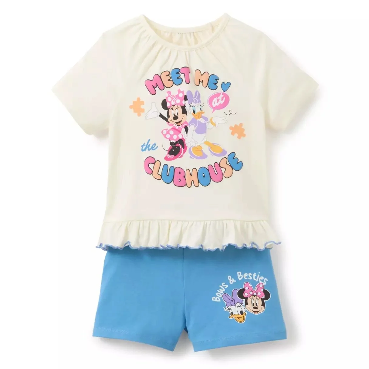 Girls Minnie &amp; Daisy Mickey Mouse Clubhouse Top &amp; Shorts Set