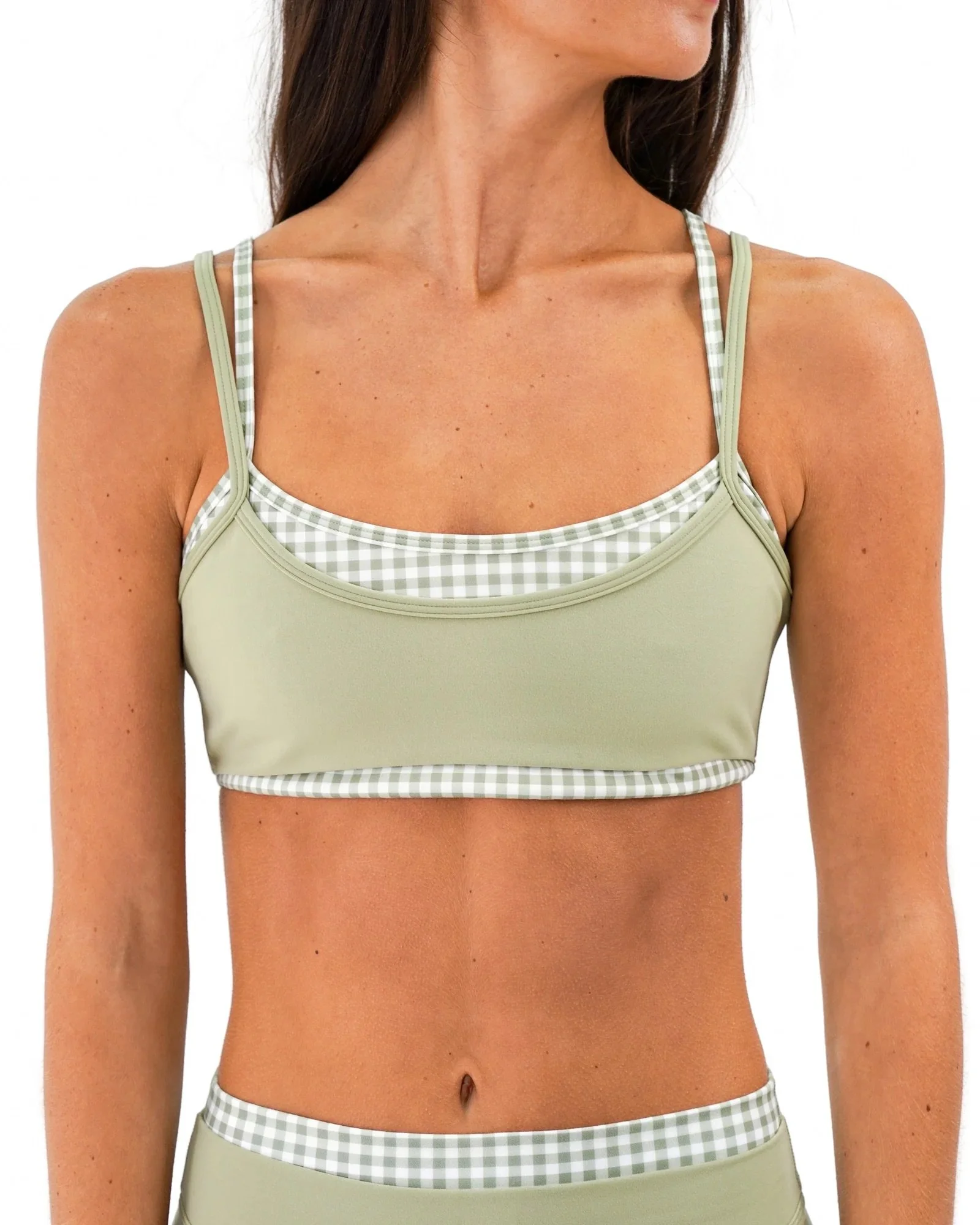 Double Layer Scoop Bra - Gingham