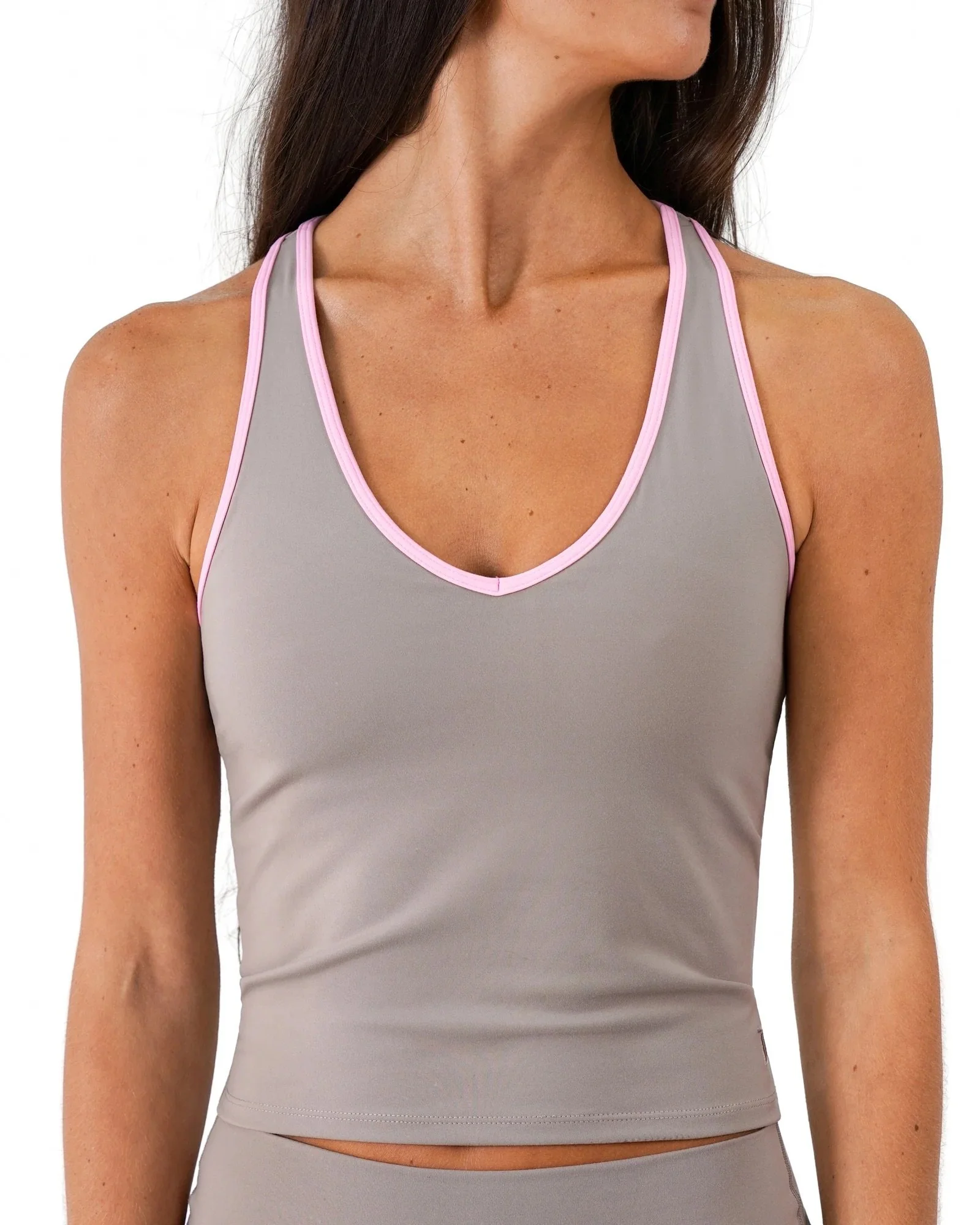 Sporty Racer Tank - Truffle