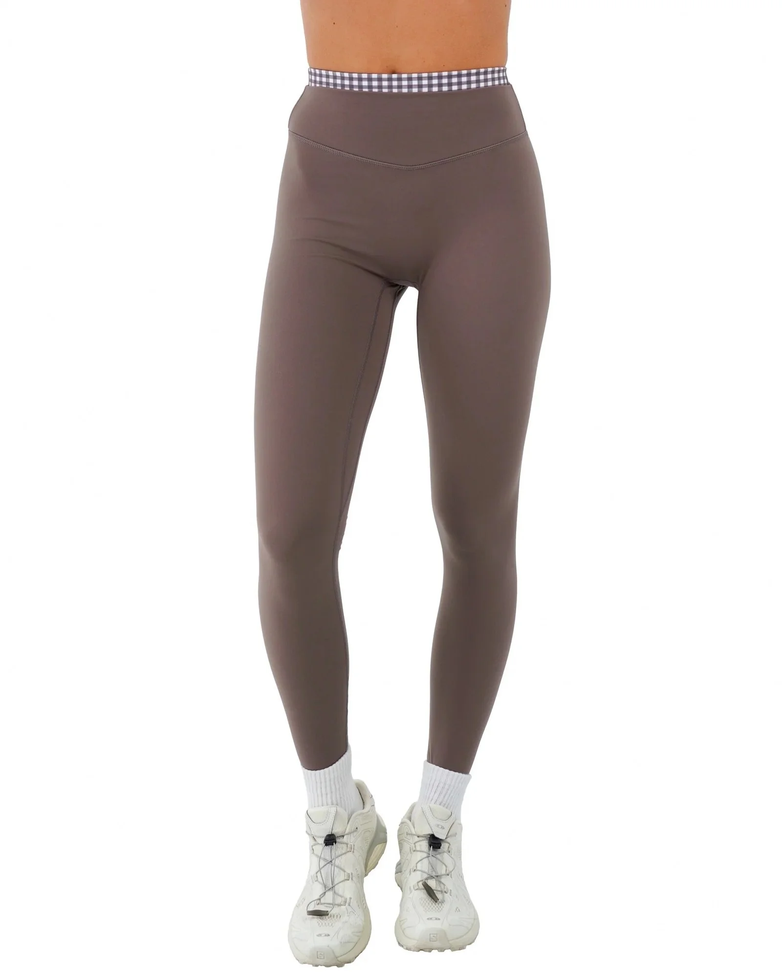 Layered Sculpt Pant V2 - Ash Brown &amp; Gingham