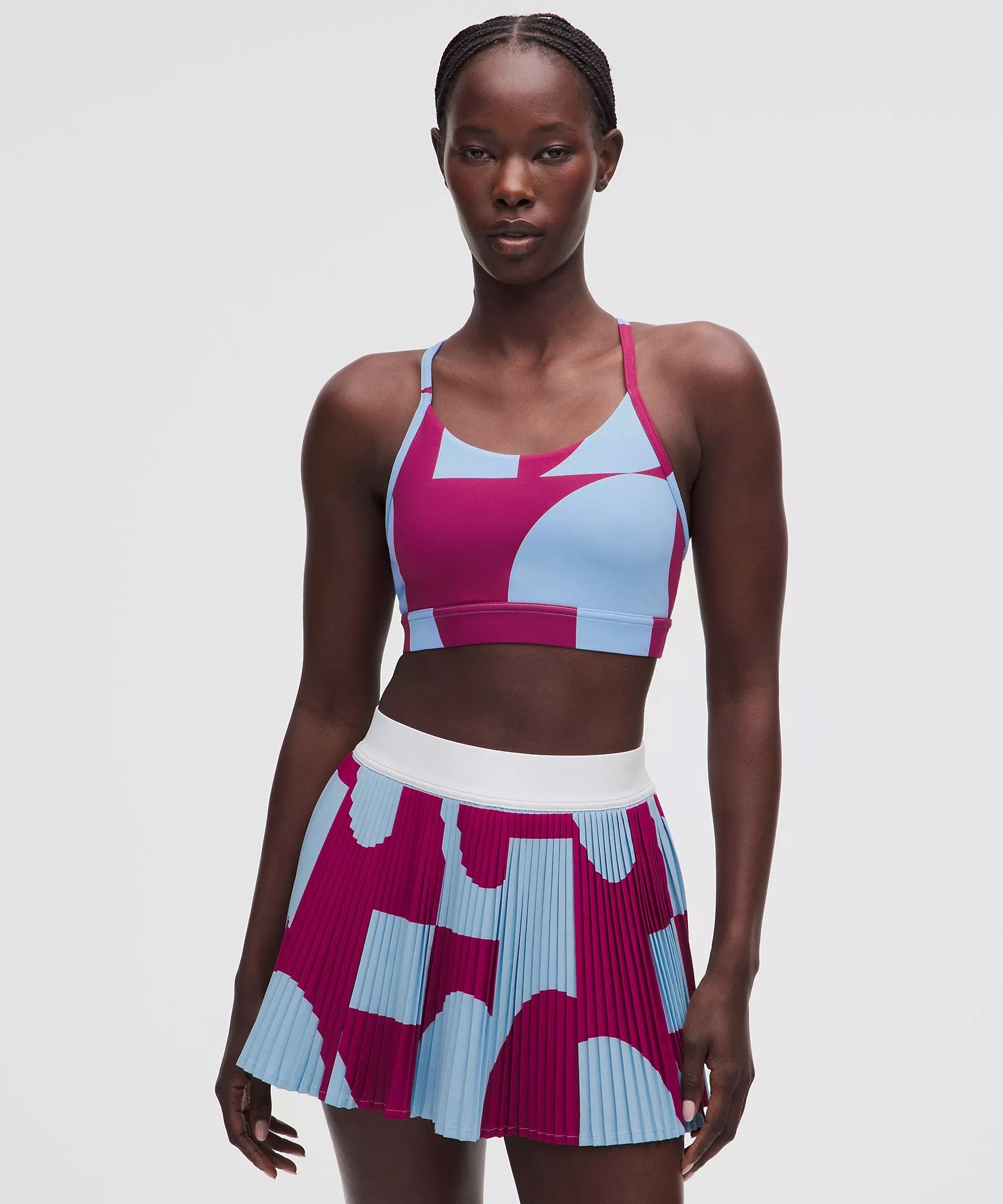 Flow Y Mid-Support Bra - Lido Geo Pomegranate