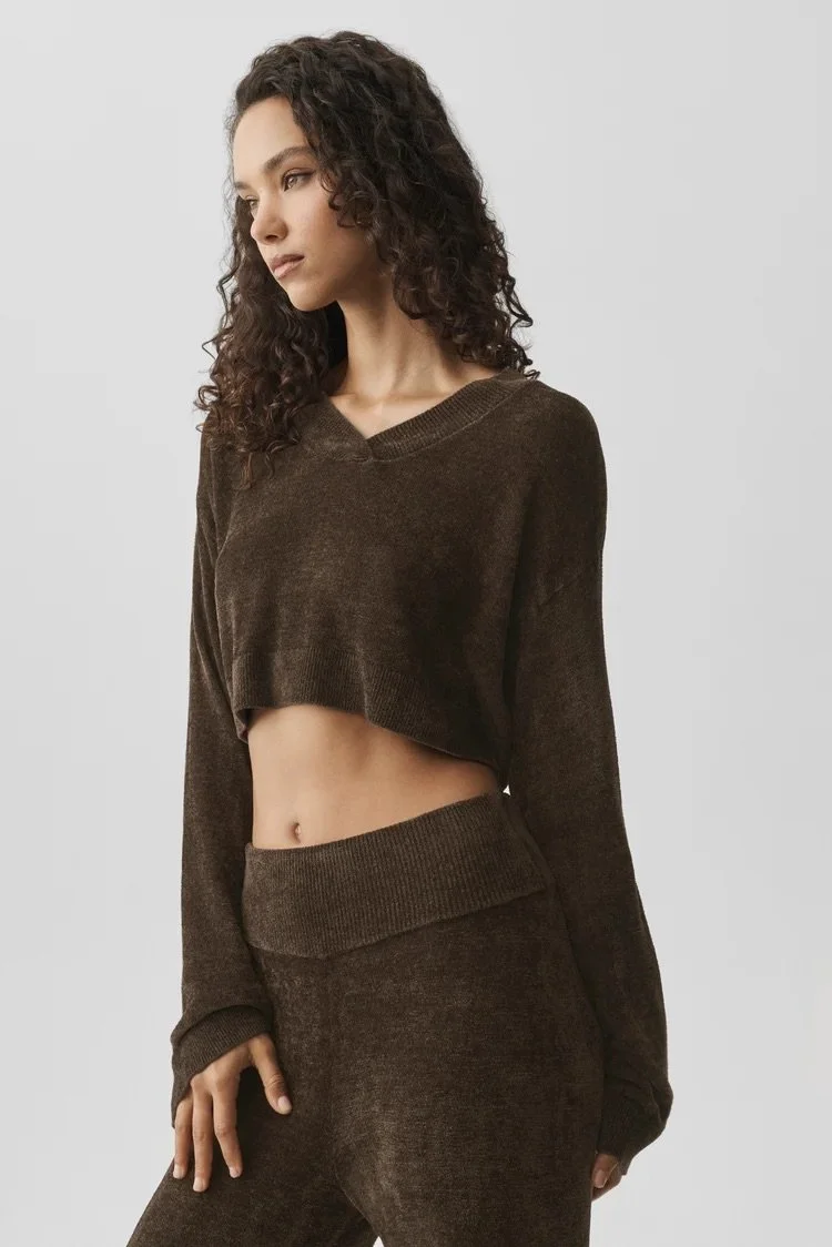 Micro Chenille Cropped V-Neck Coverup