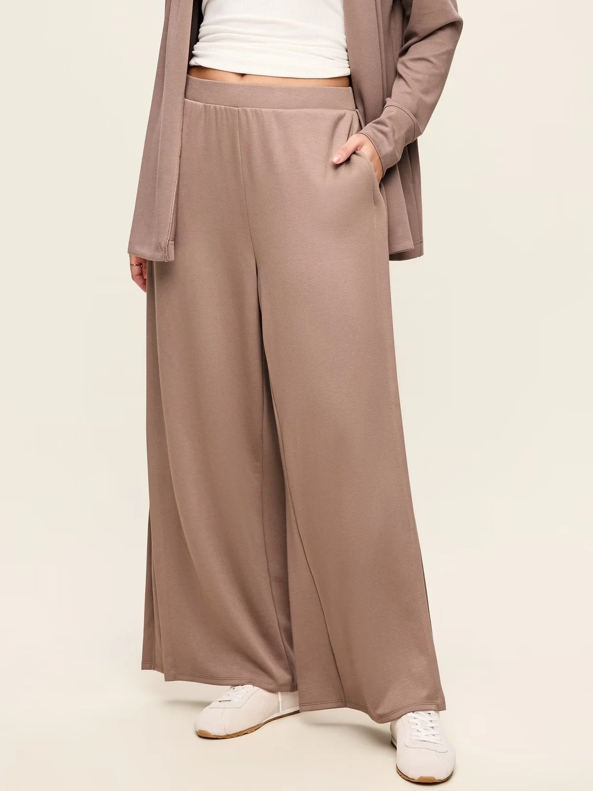 High-Waisted Bounce Lite Drapey Wide-Leg Pleated Pants