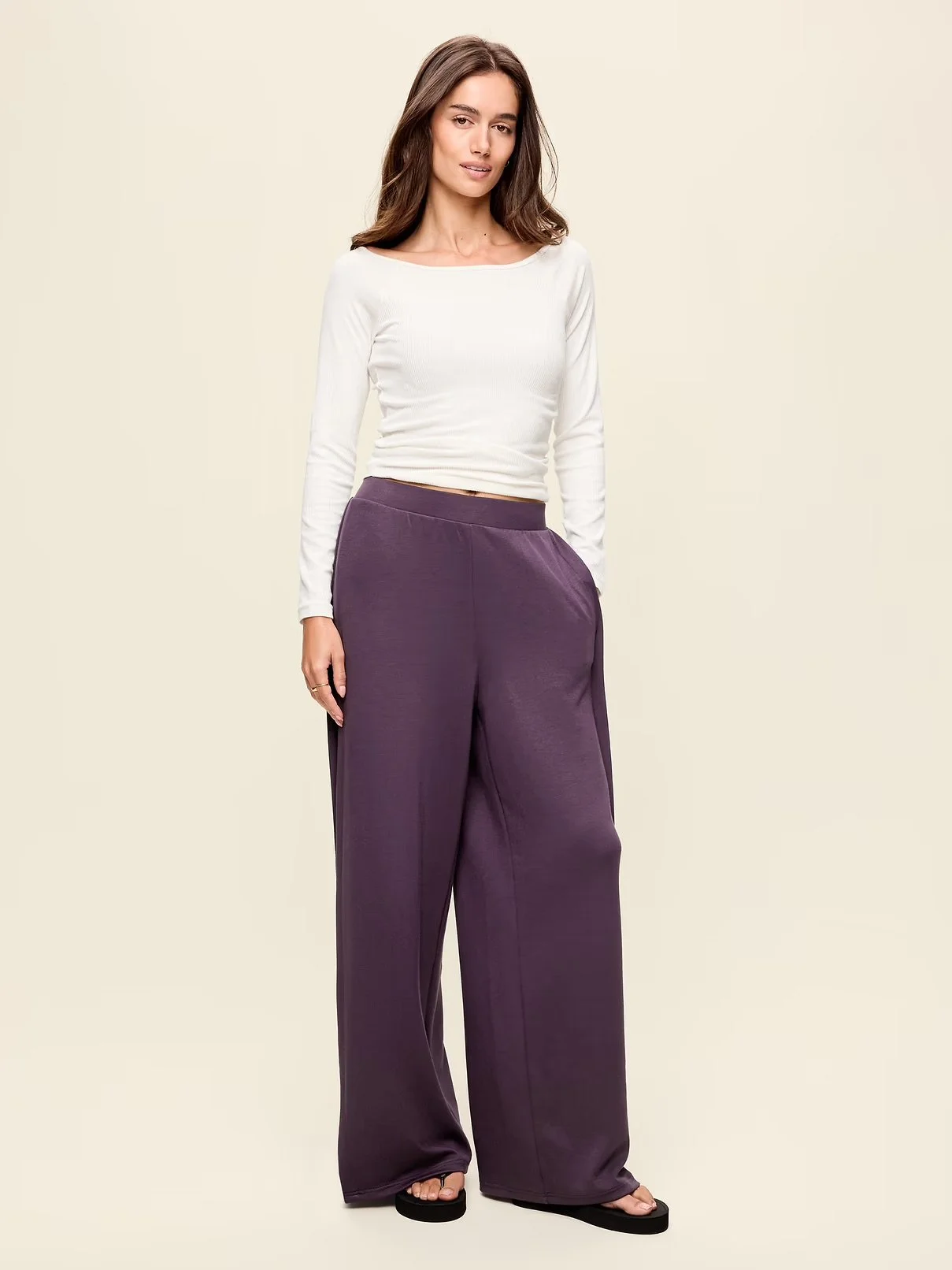 High-Waisted Bounce Lite Drapey Wide-Leg Pleated Pants