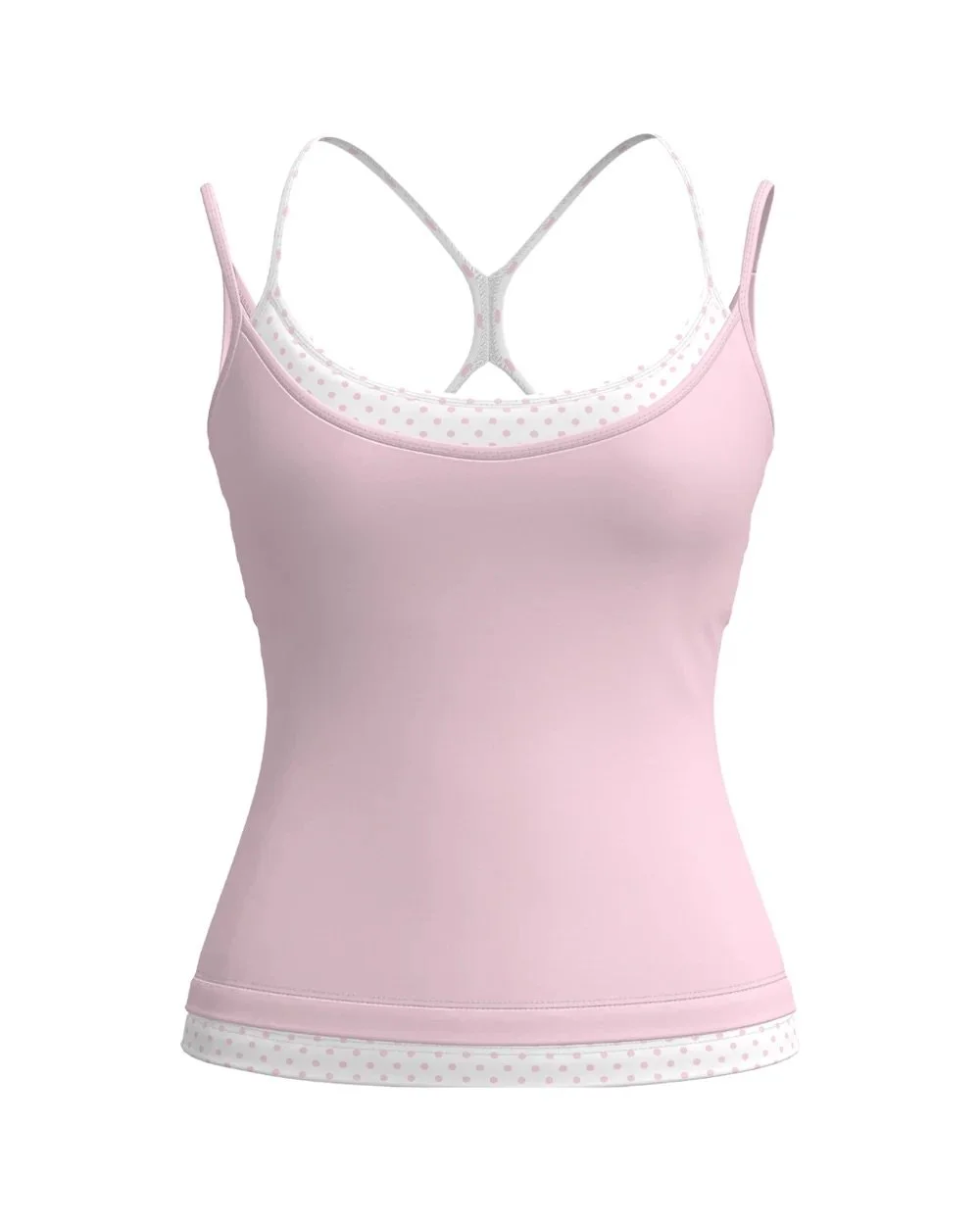 SCL Double Layer Sporty Tank - White Polka Dots
