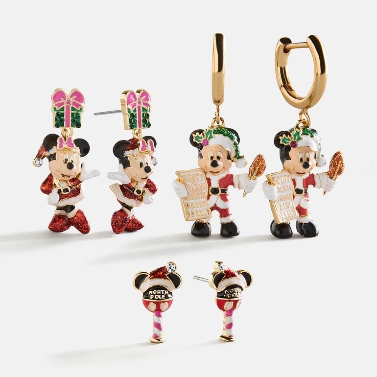 Mickey &amp; Minnie Christmas Santa Earring Set