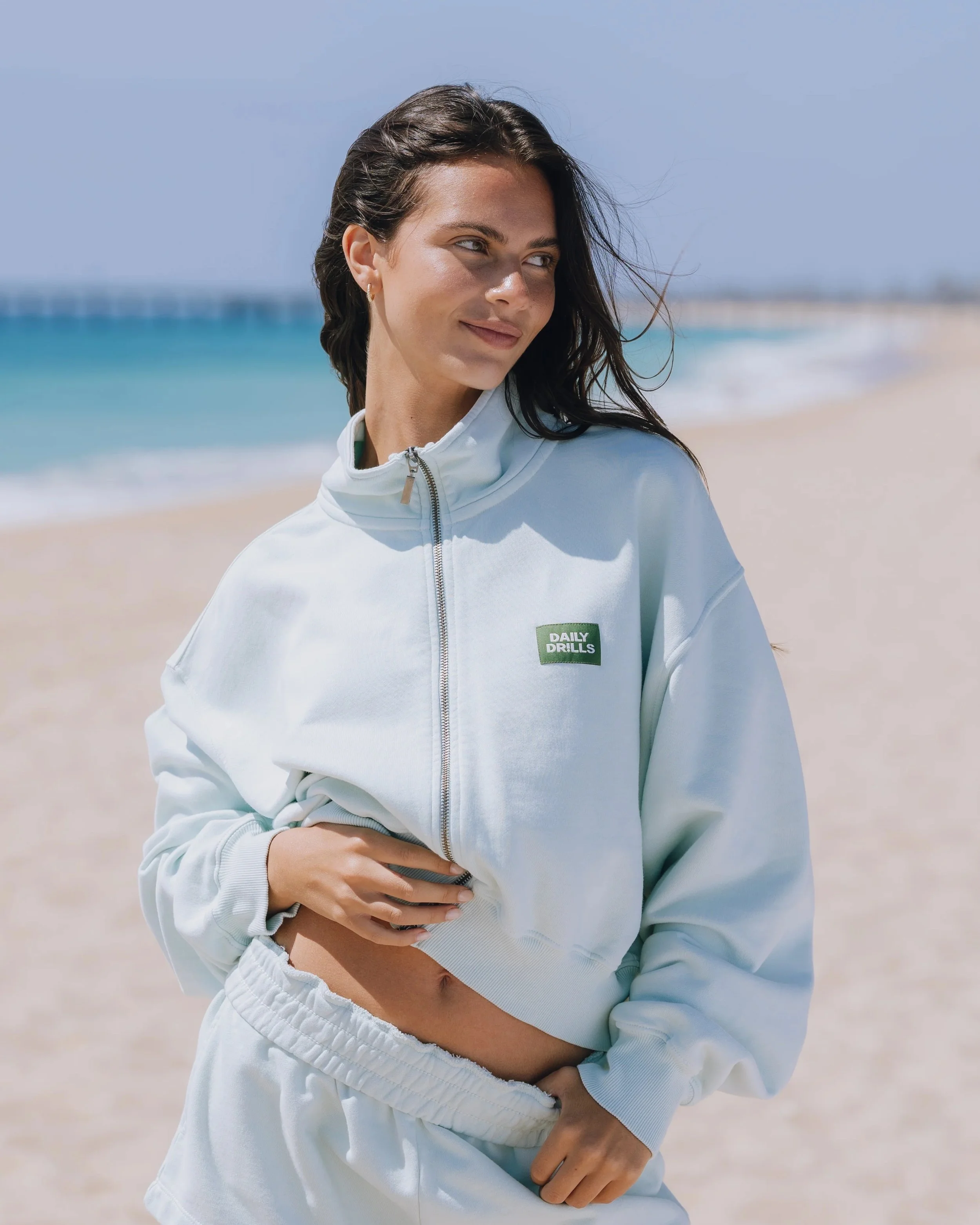 Funnel Neck Double Zip - Lake Day