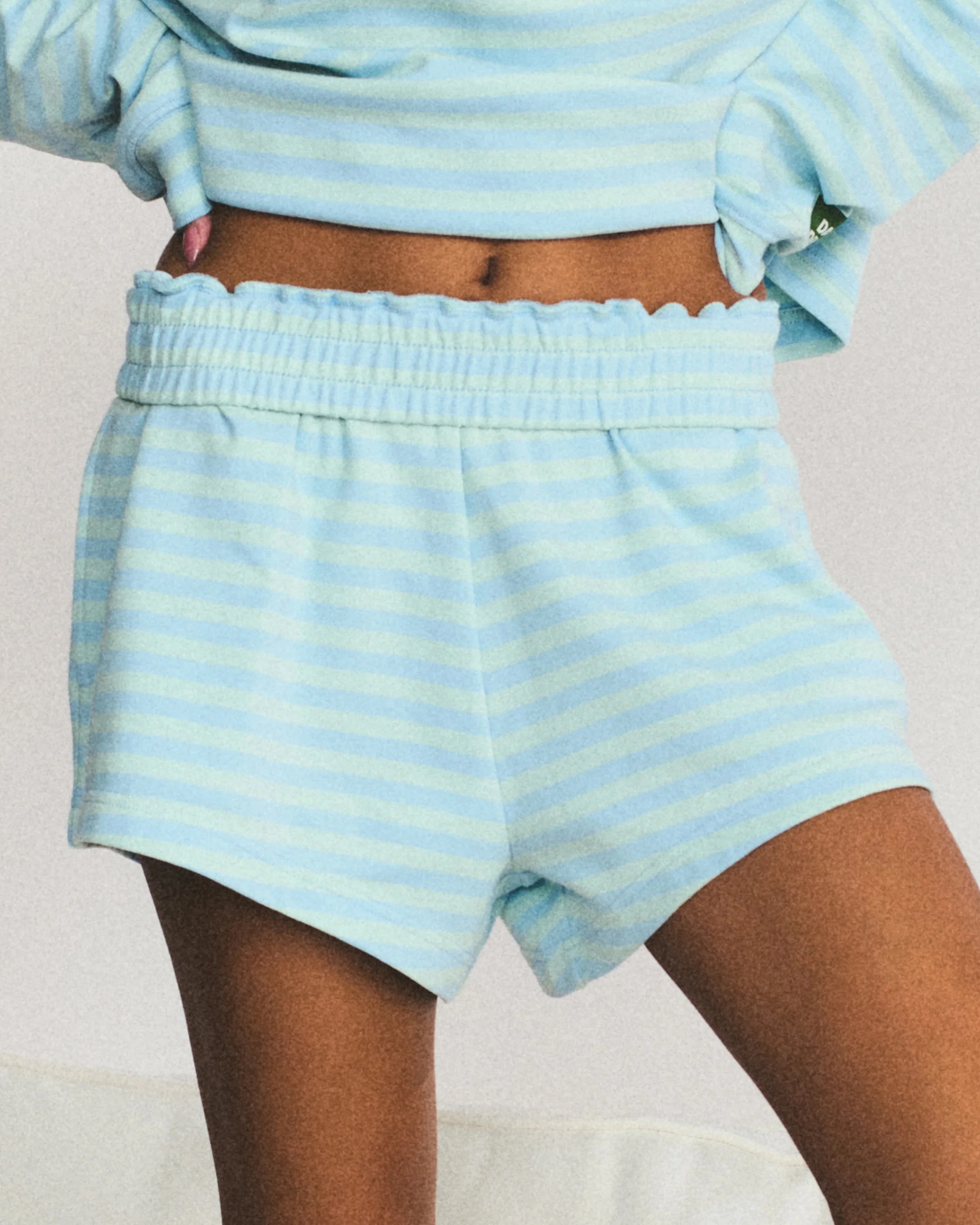 Striped Cotton Shorts - Powder