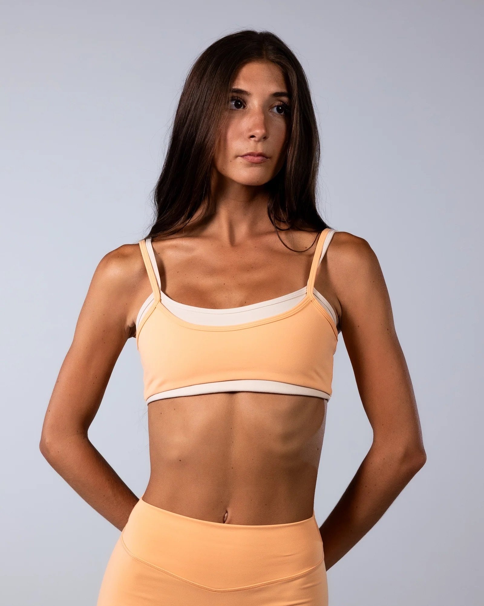 Double Layer Scoop Bra - Apricot &amp; Sand