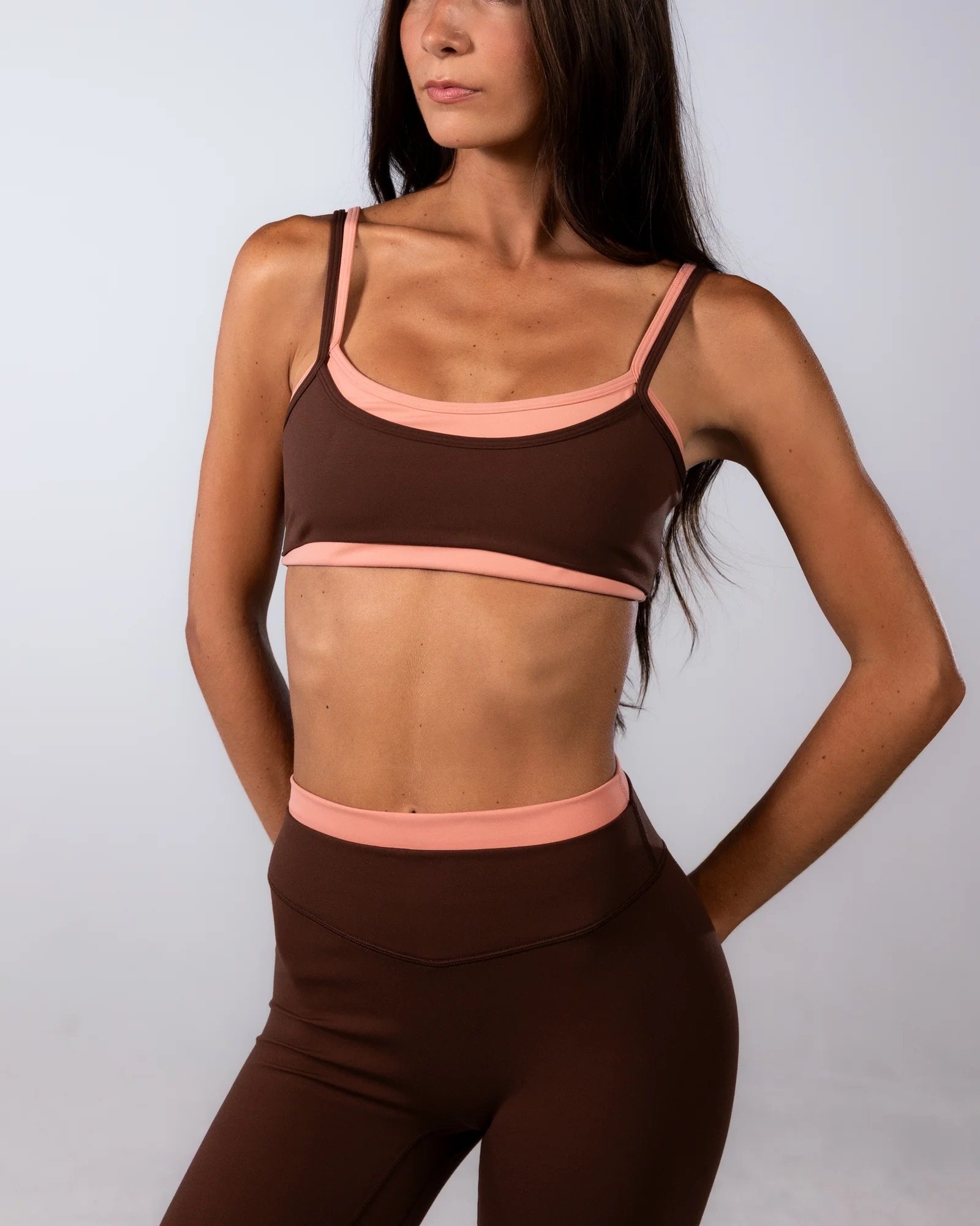 Double Layer Scoop Bra - Mocha Brown &amp; Blush