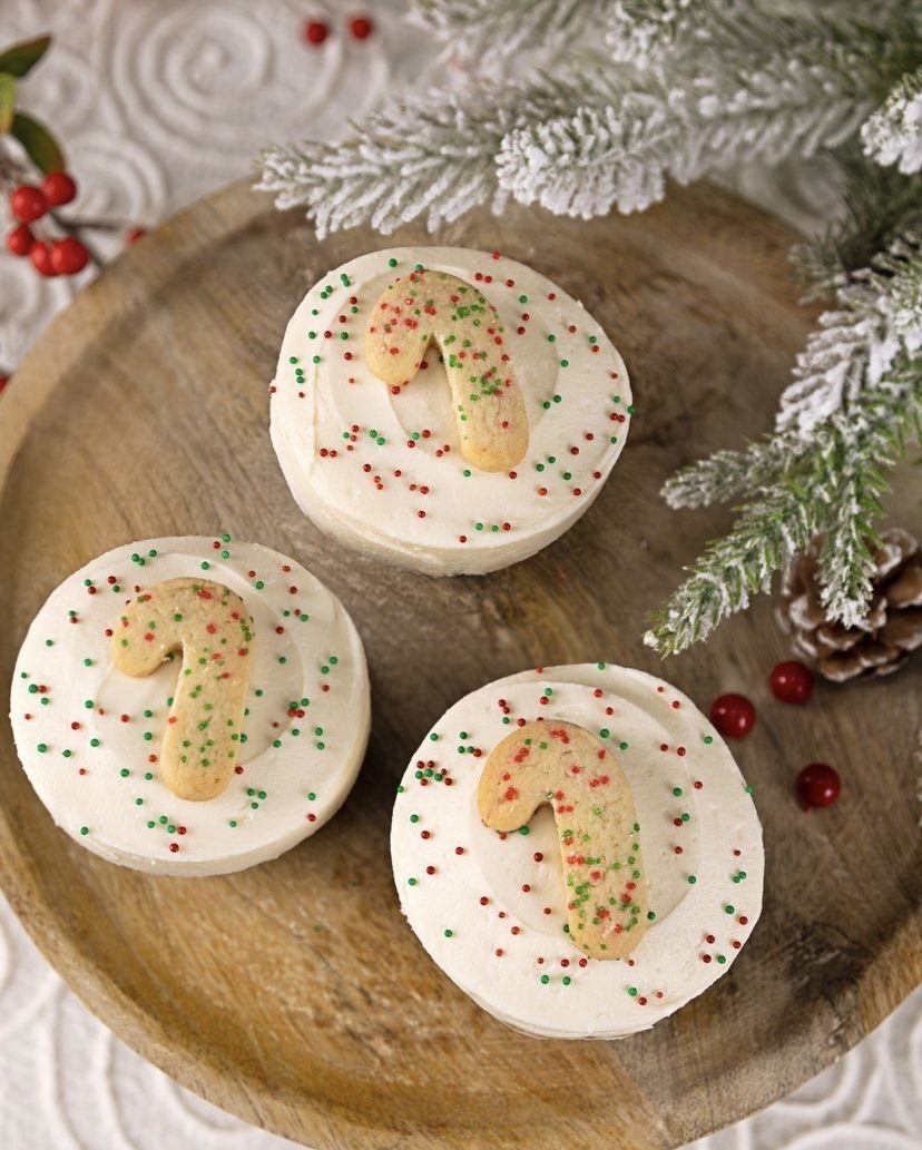 Mini Frosted Cupcakes with Snowflake Sprinkles - Moss & Embers