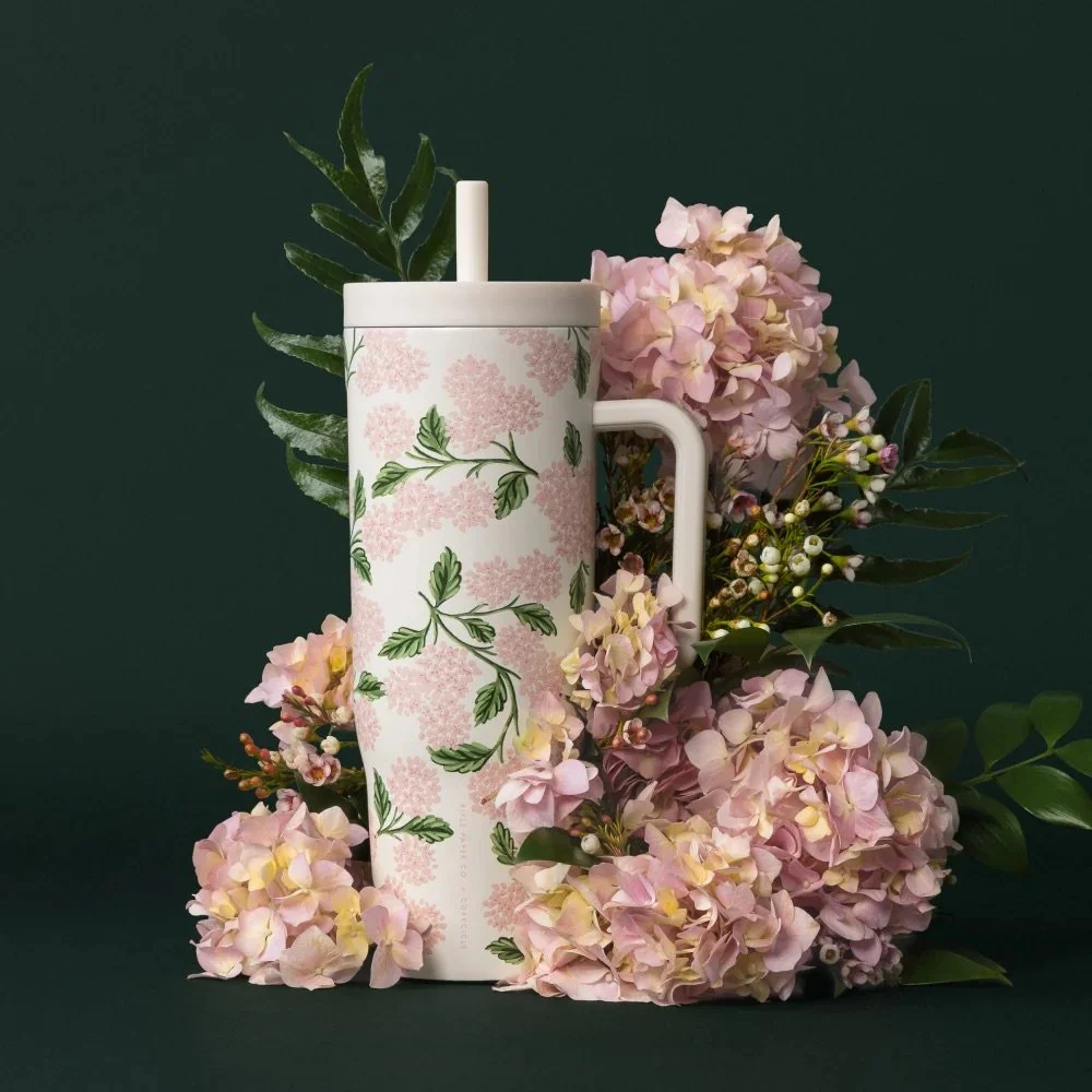 Corkcicle Rifle Paper Co. Pink Hydrangea Collection