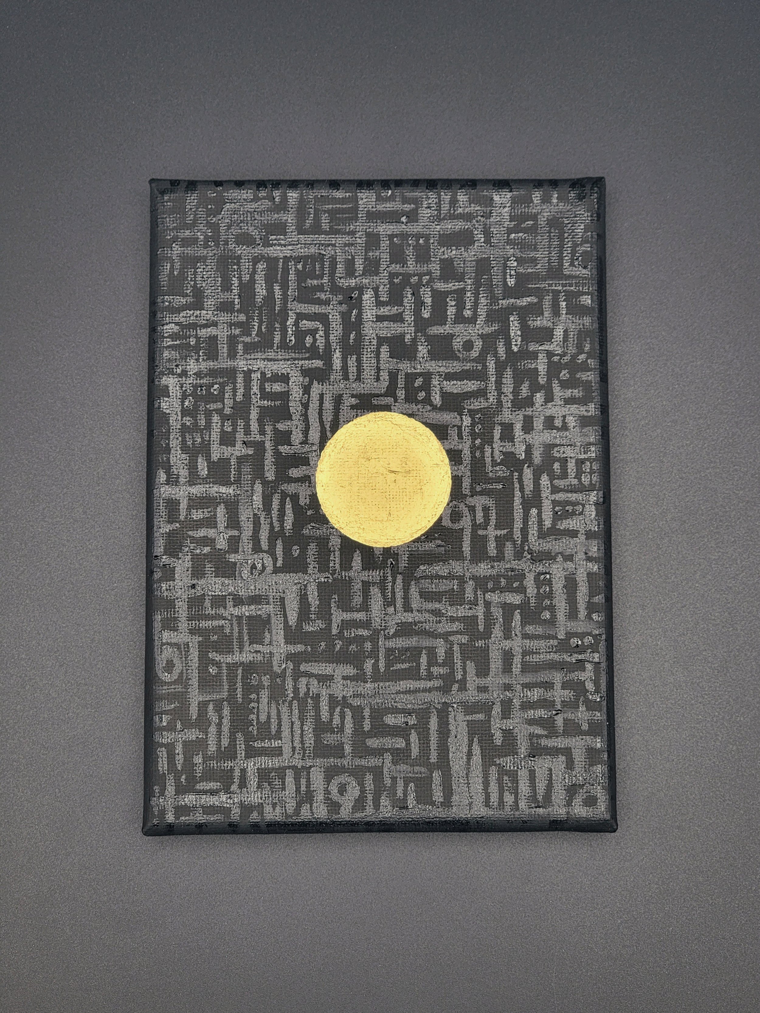 $9999 "The Lessons" Reflective Gold - Acrylic - Stretched Canvas (12.7cm x 17.8cm / 5in x 7in)