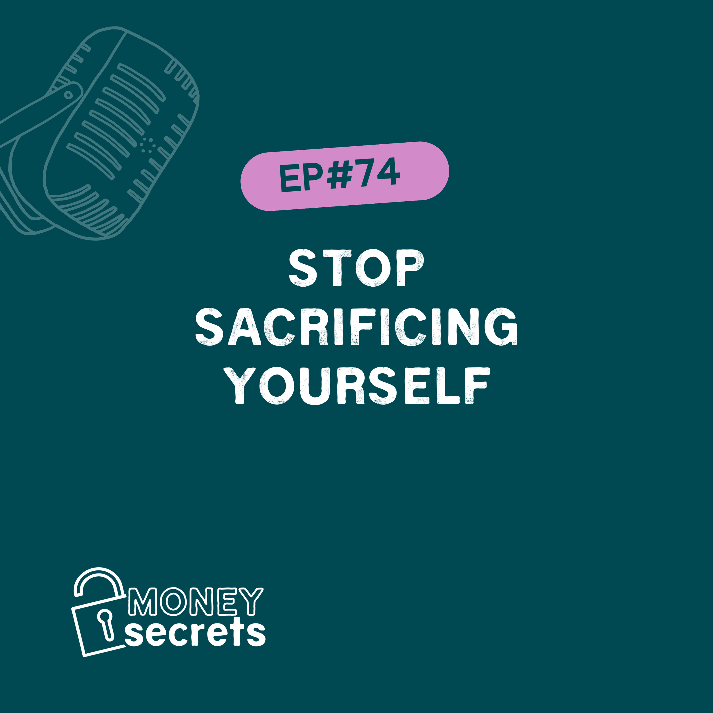 Podcast cover for Money Secrets Episode 75 featuring the title "16 Years of Impact at Peach Business" on a teal background with the Money Secrets logo.