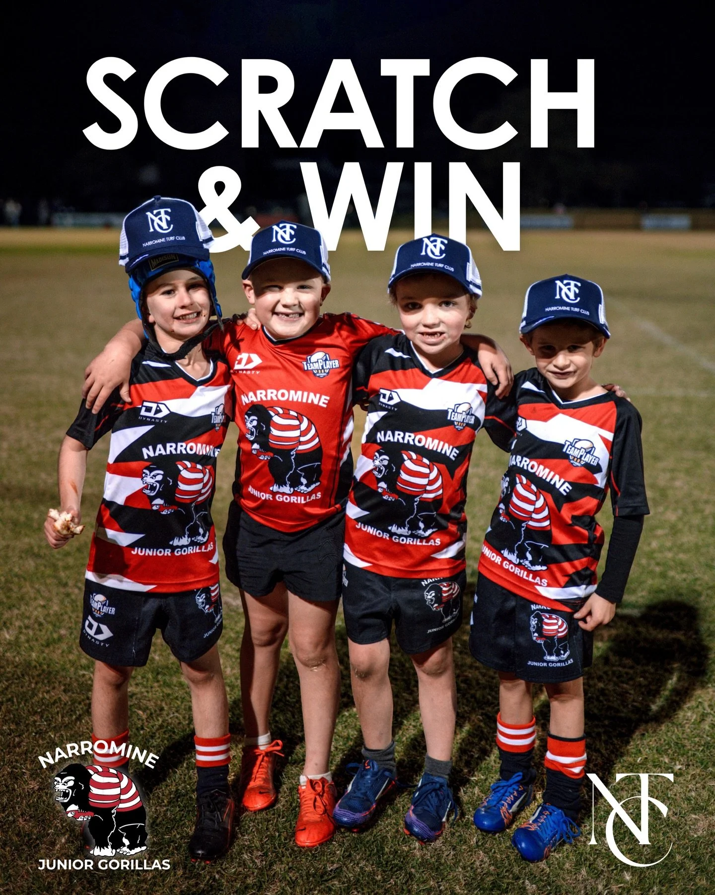 SCRATCH &amp; WIN!

Buy a ticket in our Narromine Diggers Cup race day sweeps raising funds for our community partner Narromine Junior Gorillas Rugby Club 🦍 

Tickets are $5 with all proceeds going to the Junior Gorillas helping them to purchase new