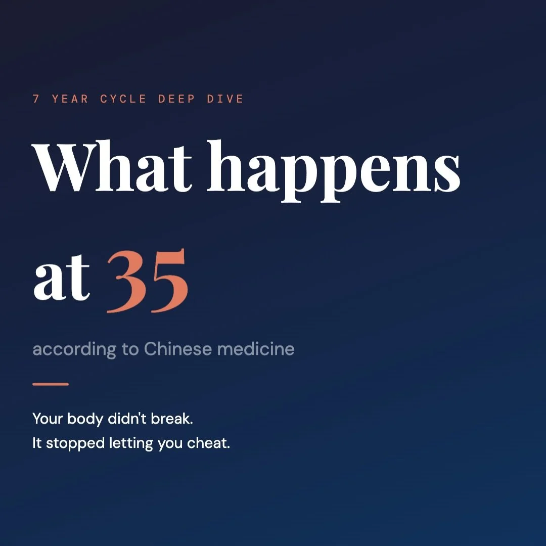🛑 STOP. Let&rsquo;s talk about what it means to be 35 years old. 

Chinese medicine described this exact transition thousands of years ago. It&rsquo;s not decline, but this is where your body getting smarter about where it spends energy.

Swipe for 