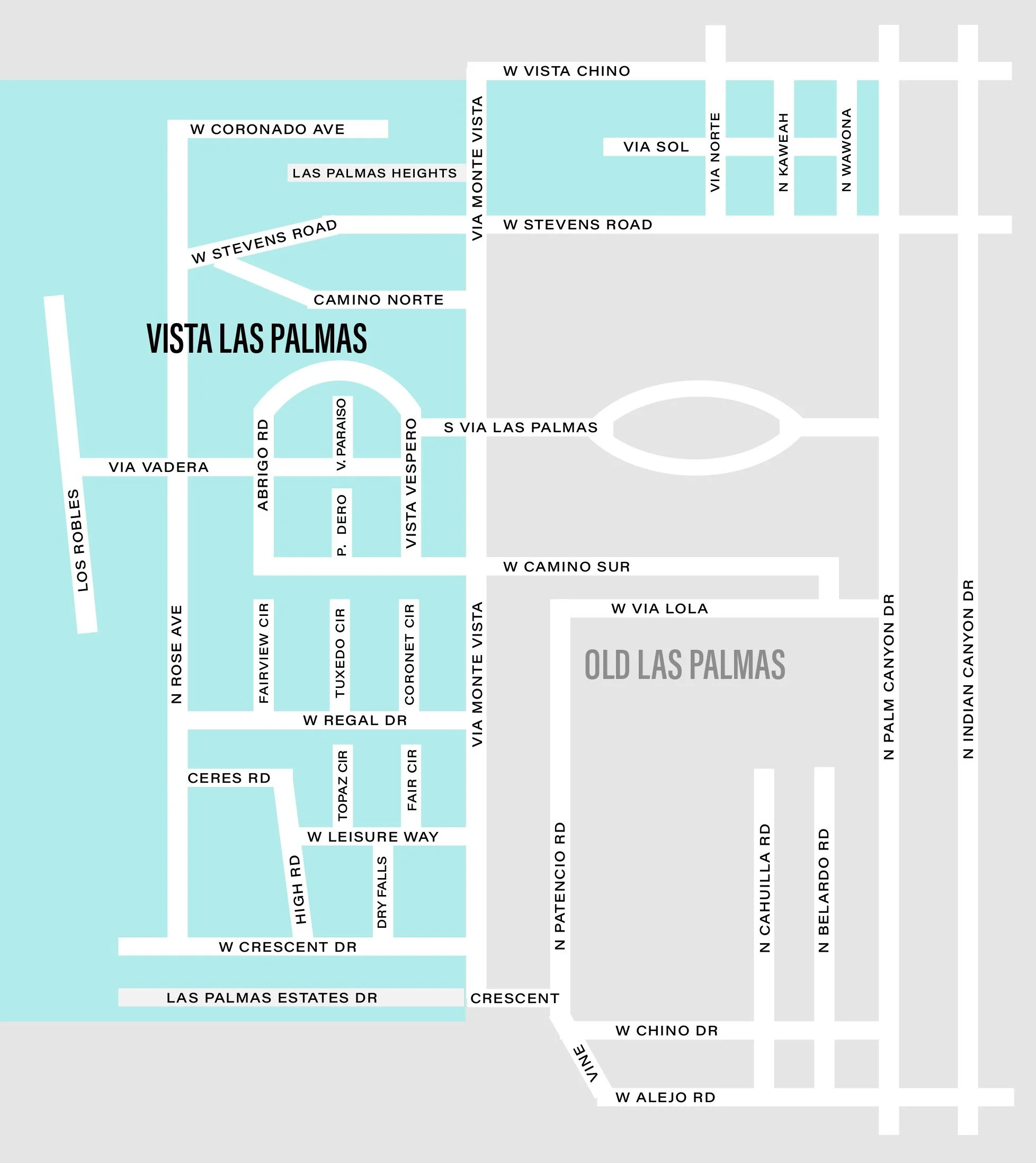 Map showing the Vista Las Palmas neighborhood eligible resident area