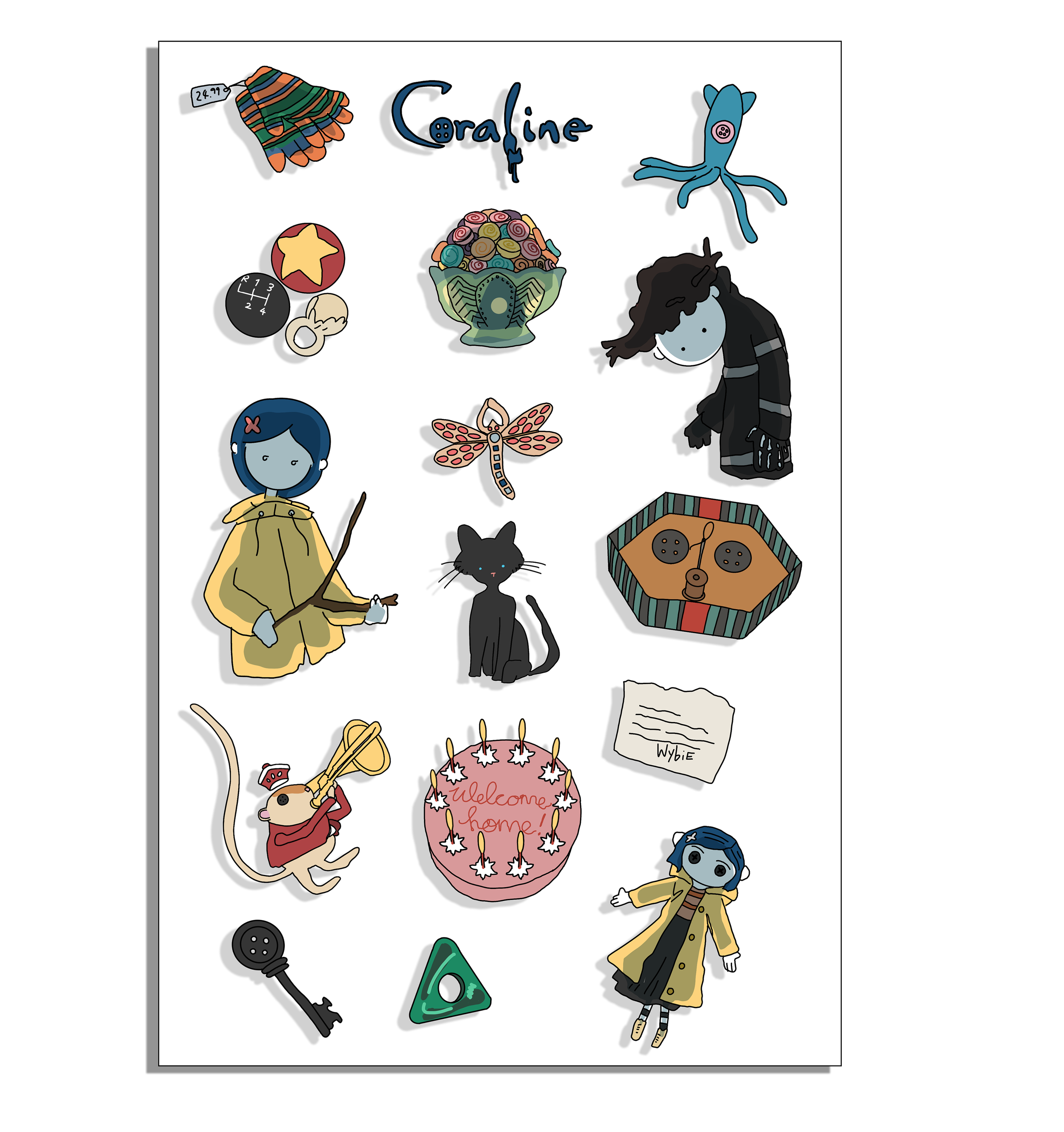 Coraline (2009) 3D Resin Sticker