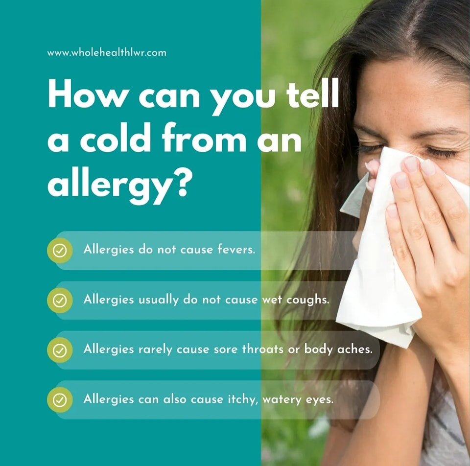𝐀𝐦 𝐈 𝐬𝐢𝐜𝐤 𝐨𝐫 𝐢𝐬 𝐭𝐡𝐢𝐬 𝐚𝐥𝐥𝐞𝐫𝐠𝐲?😷

Coughing, blocked or runny nose, sneezing- these are common symptoms of allergies and colds.

If both have the same symptoms, how can you tell a cold from an allergy? 🤧
𝗛𝗲𝗿𝗲 𝗮𝗿𝗲 𝟰 𝘄𝗮𝘆