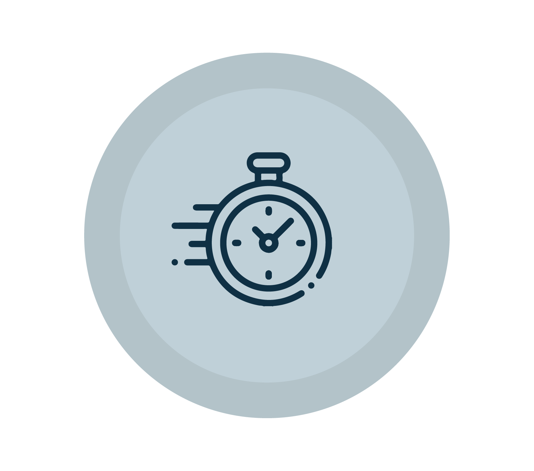 Icon of a stopwatch with motion lines indicating speed or urgency.