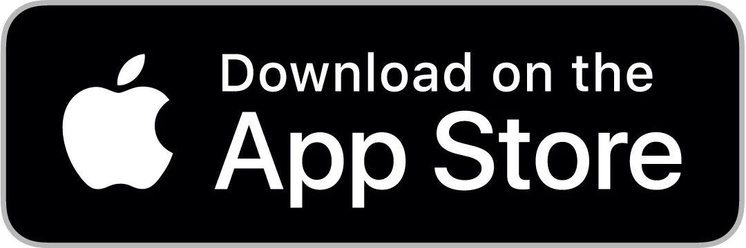 A digital advertisement button with the Apple logo and text encouraging users to download the app from the App Store.