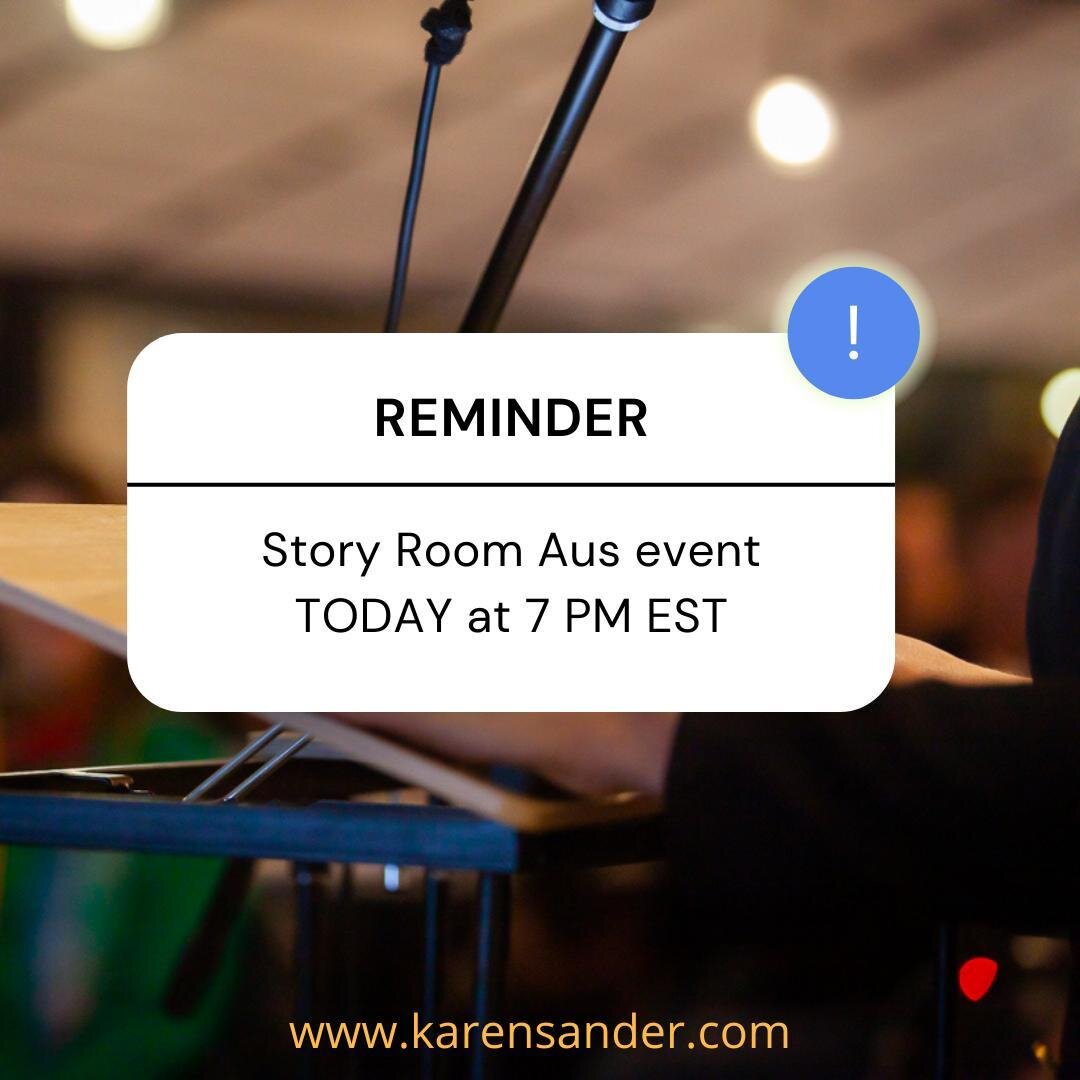 Don't forget today's amazing STORY ROOM event!

&quot;Mischief, Mistakes and/or Mishaps&quot;
Tuesday, 7pm, 1st June
Henry's Rooftop, Hotel Steyne
75 The Corso, Manly NSW 2095

Story Room is an event founded &amp; presented by @karenlsander on the fi