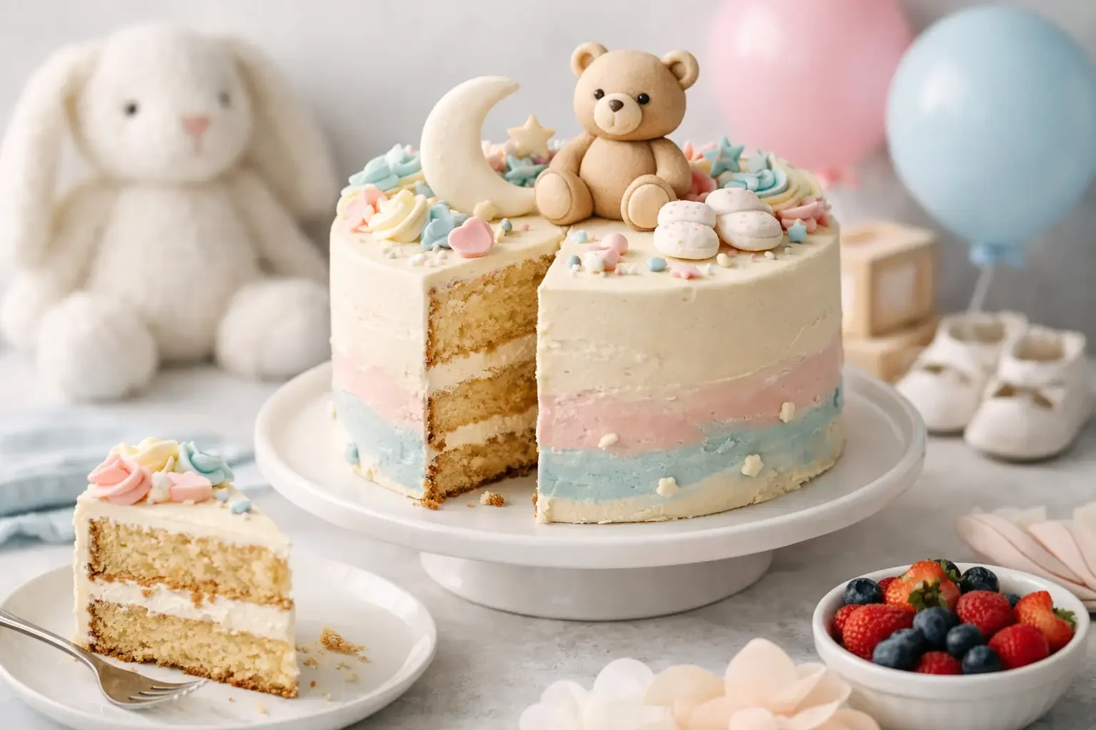 Pastel vegano para baby shower que sí se disfruta