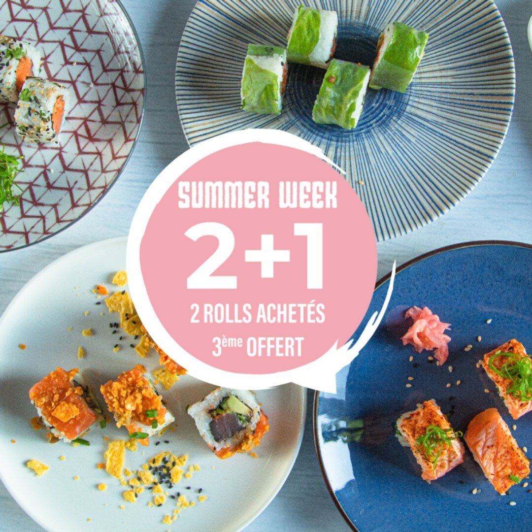 Derni&egrave;re semaine avant nos vacances annuelles. Profite de notre action 2 rolls +1 gratuit jusqu&rsquo;au samedi 17 juillet inclus !

Un go&ucirc;t toujours sain, frais et original. D&eacute;couvre nos makis, rolls, pok&eacute; bowl et plus enc