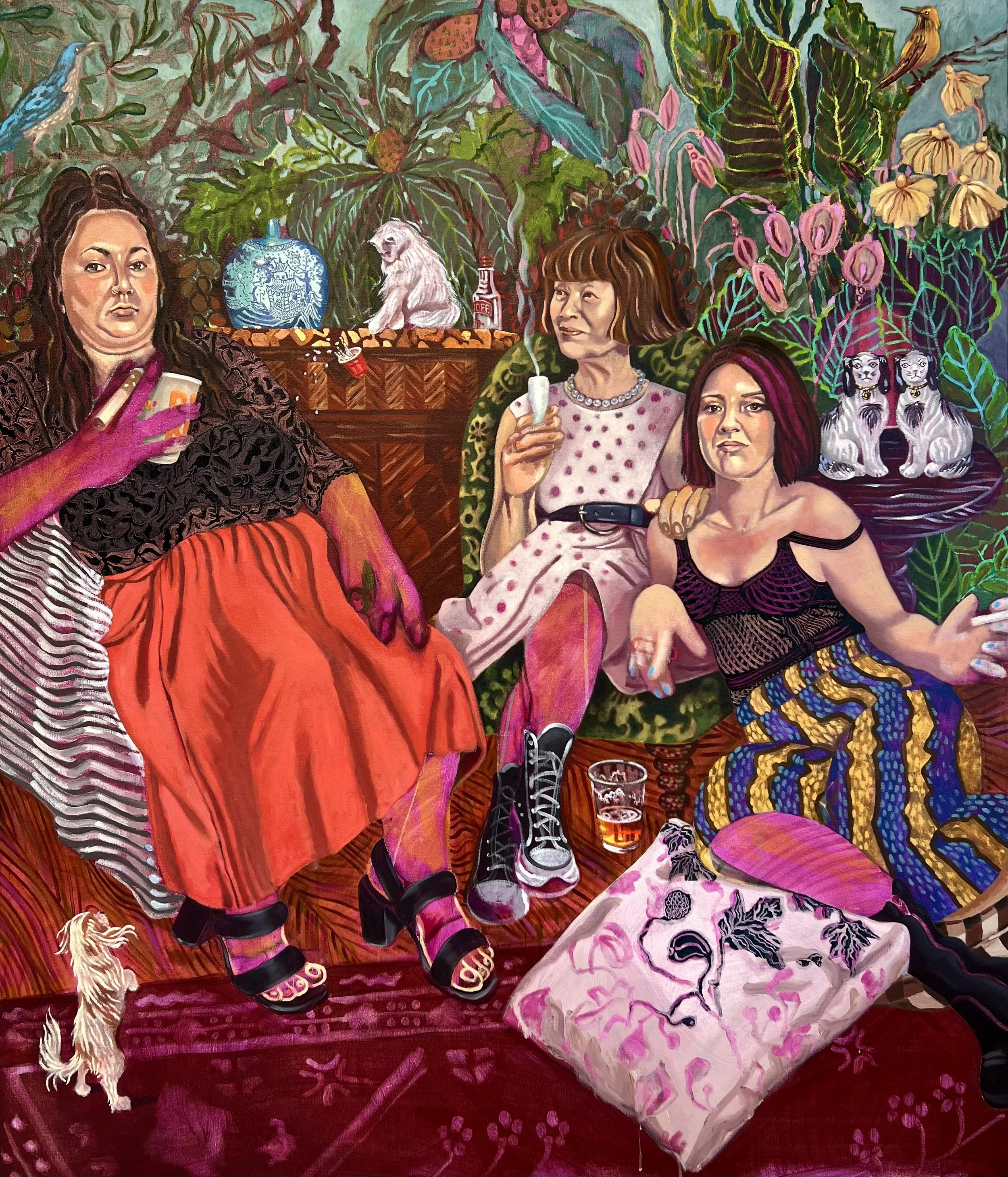 Queen, 70" x 60", acrylic, oil, pastel & conté on canvas, 2026