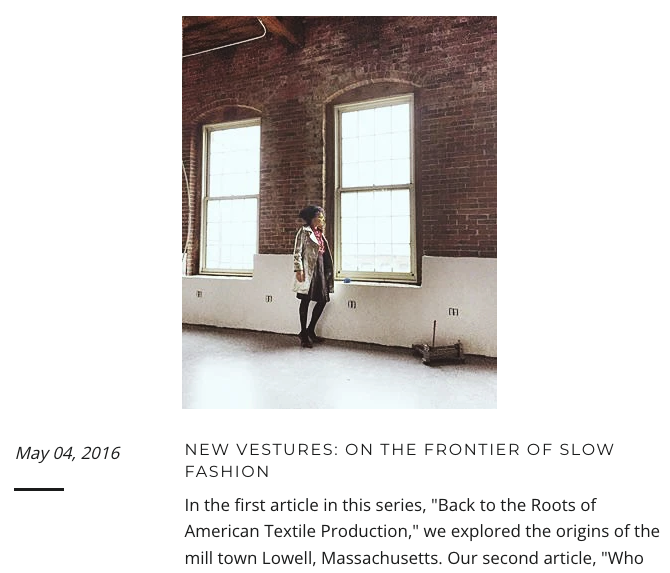 Blog Article: New Vestures: On the Frontier of Slow Fashion