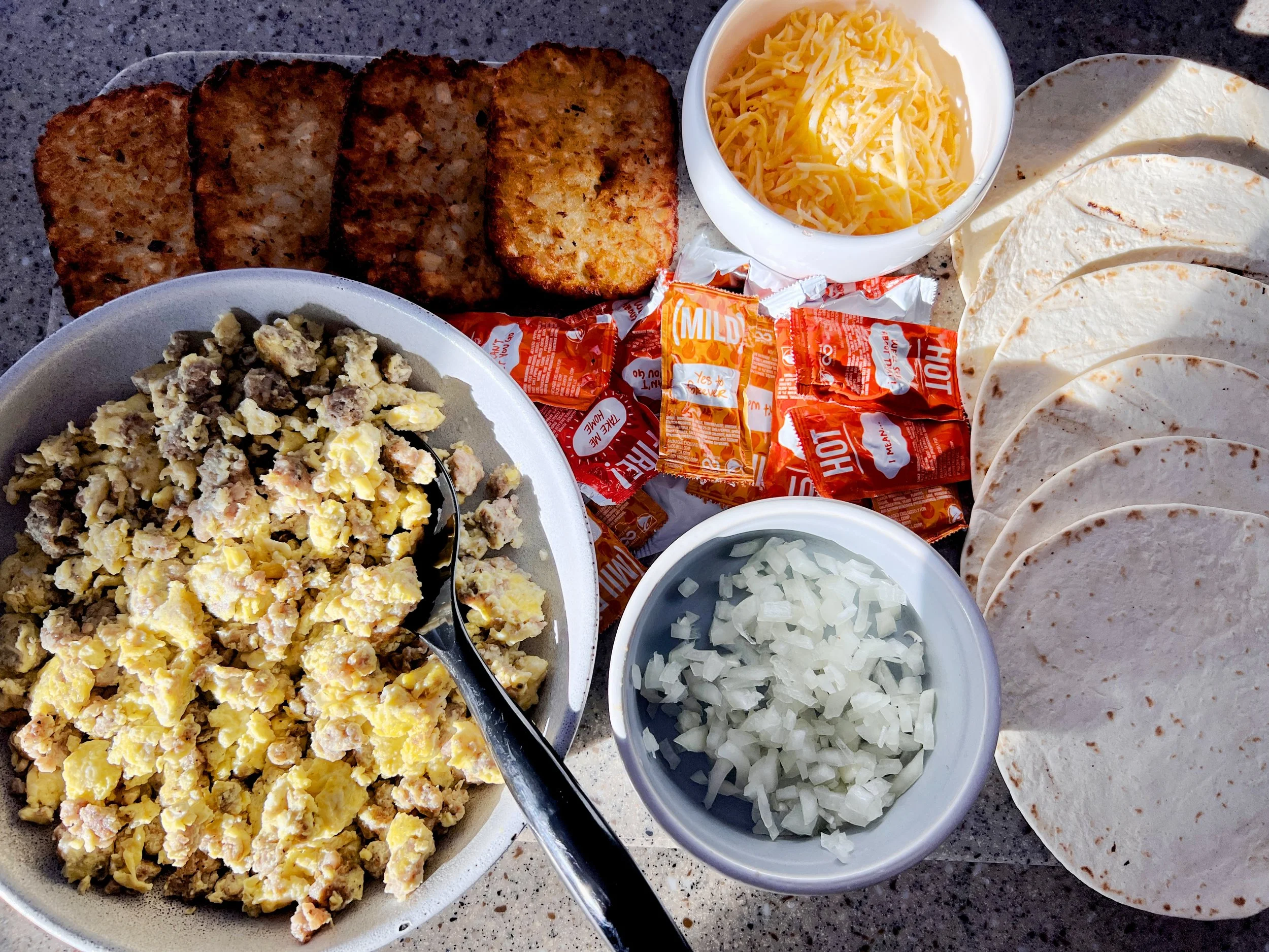 Sometimes Simplicity is what makes it great! Everything we had on hand for a weekend breakfast.