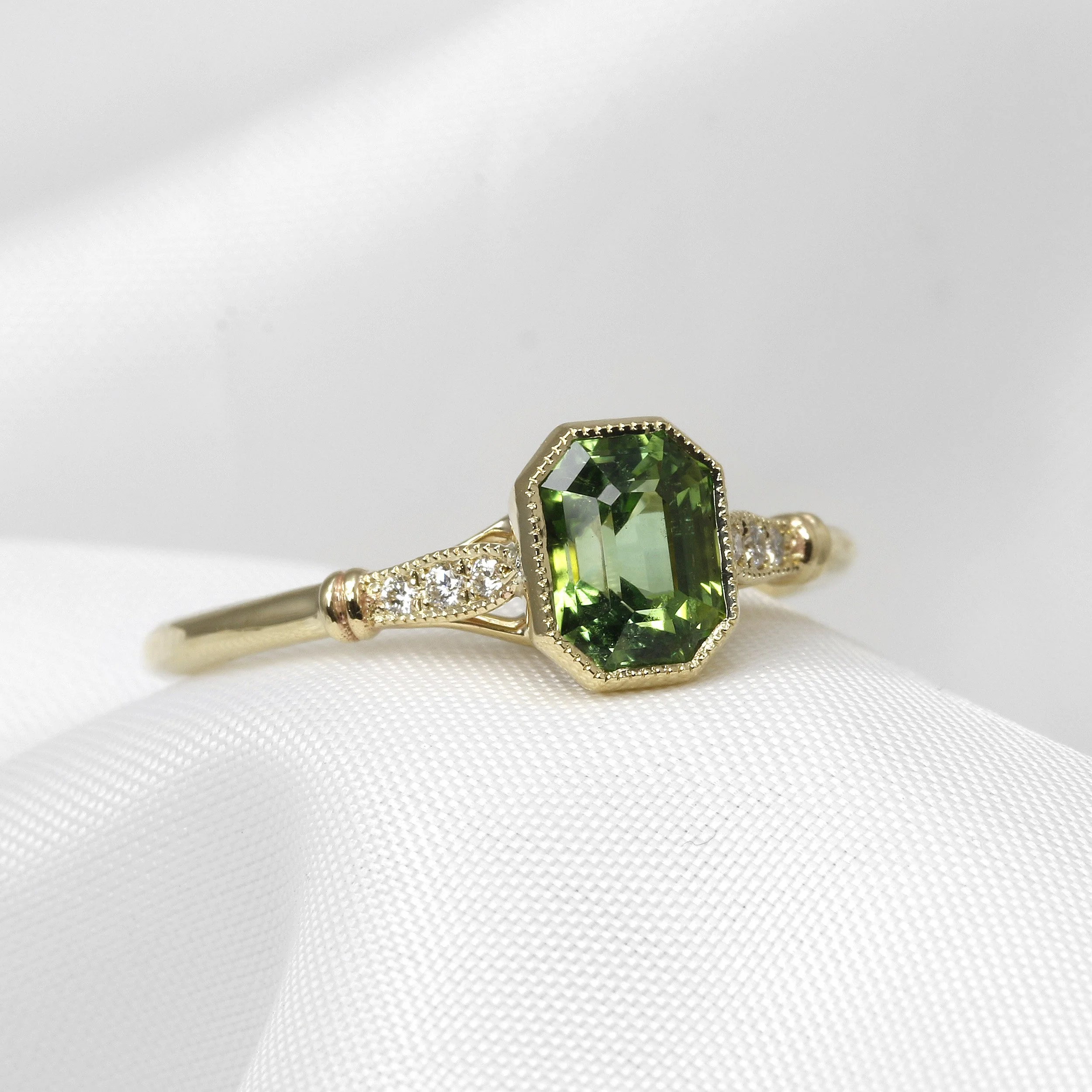 Tourmaline and Diamond Ring in 9ct Yellow Gold