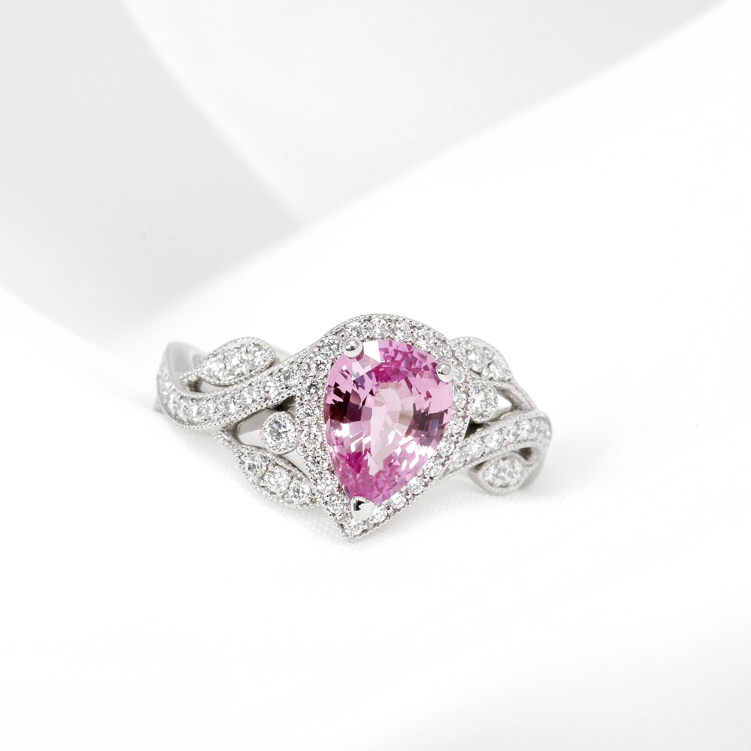  Pink Sapphire & Diamond Ring in Platinum £2,995.00 